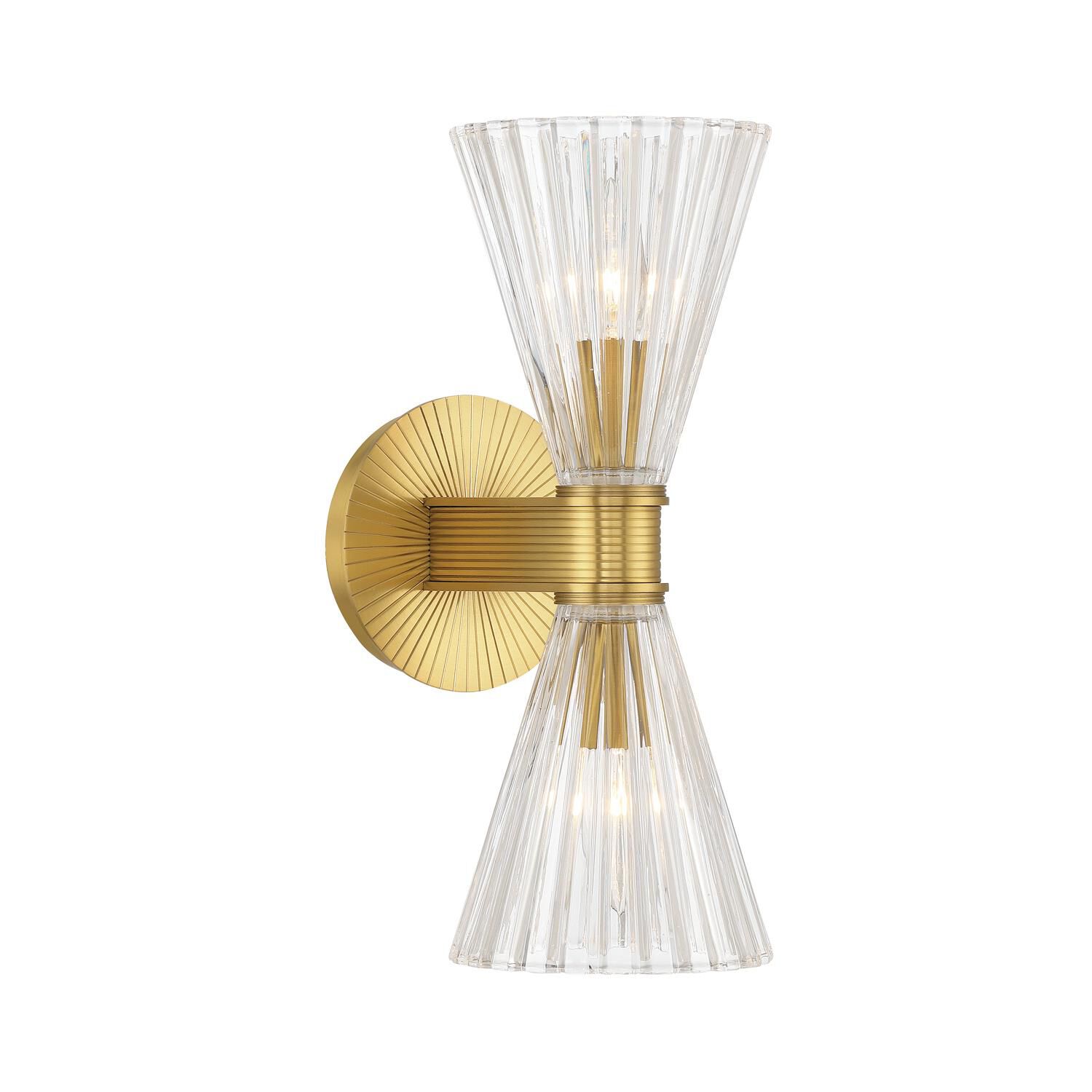 Shown in Luxe Gold finish and Glass shade