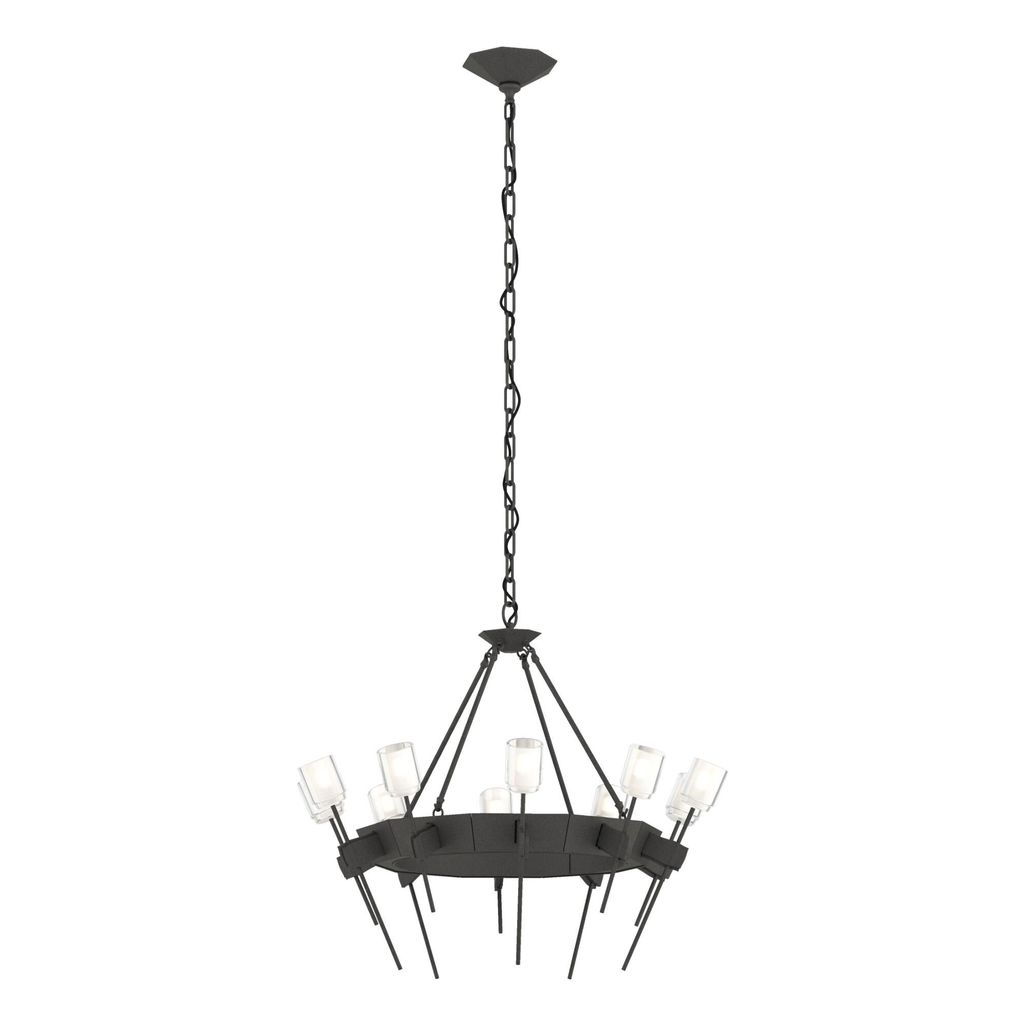Shown in Natural Iron finish and Cast glass and Cast Glass shade