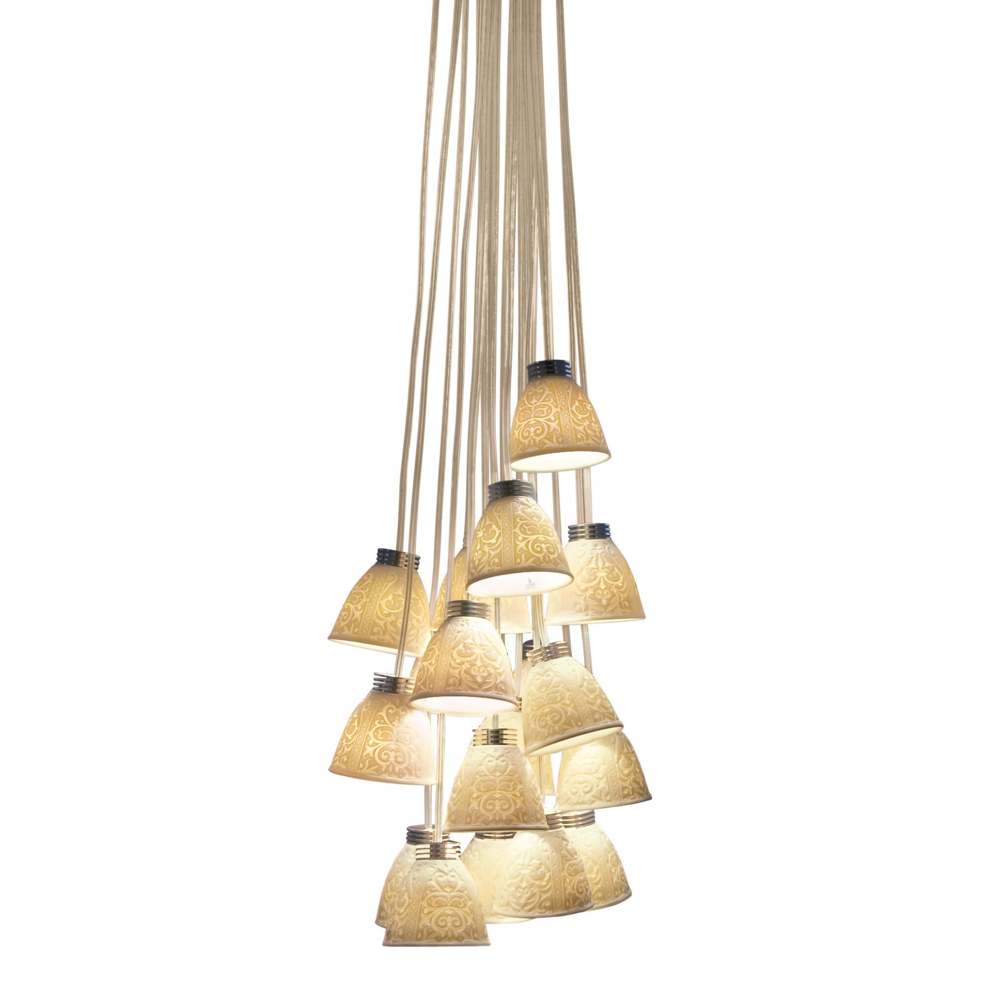 18 Lithophane 12 Inch 18 Light LED Multi Light Pendant by Lladro