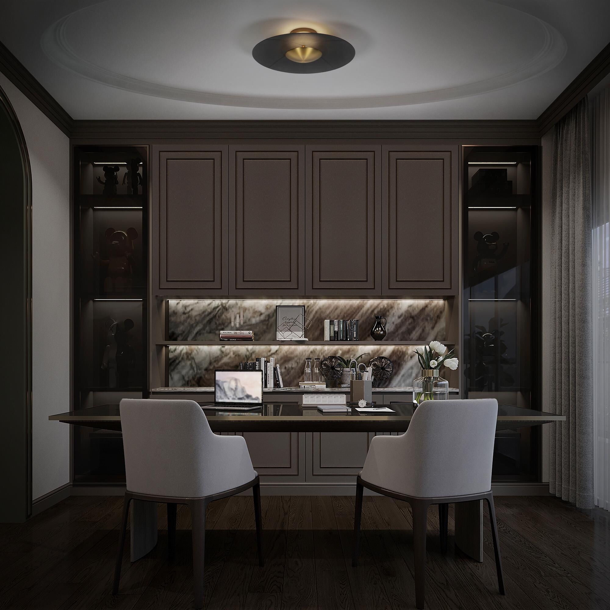 Shown in Black and Aged Brass finish