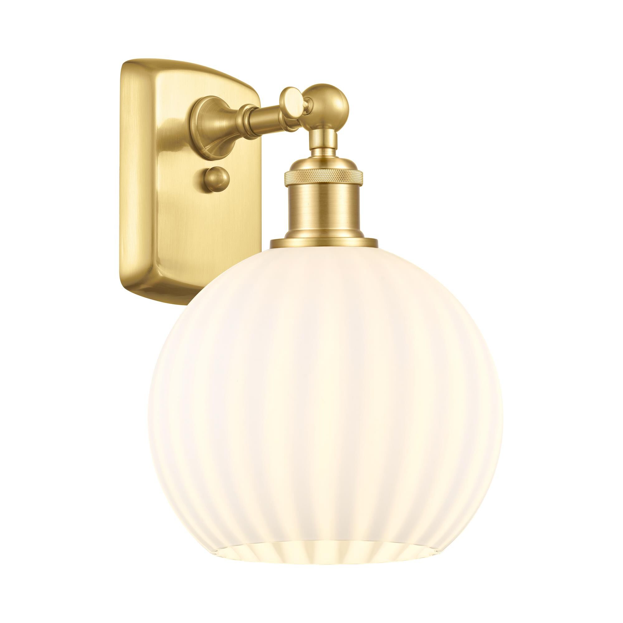 Shown in Satin Gold finish and White Venetian glass