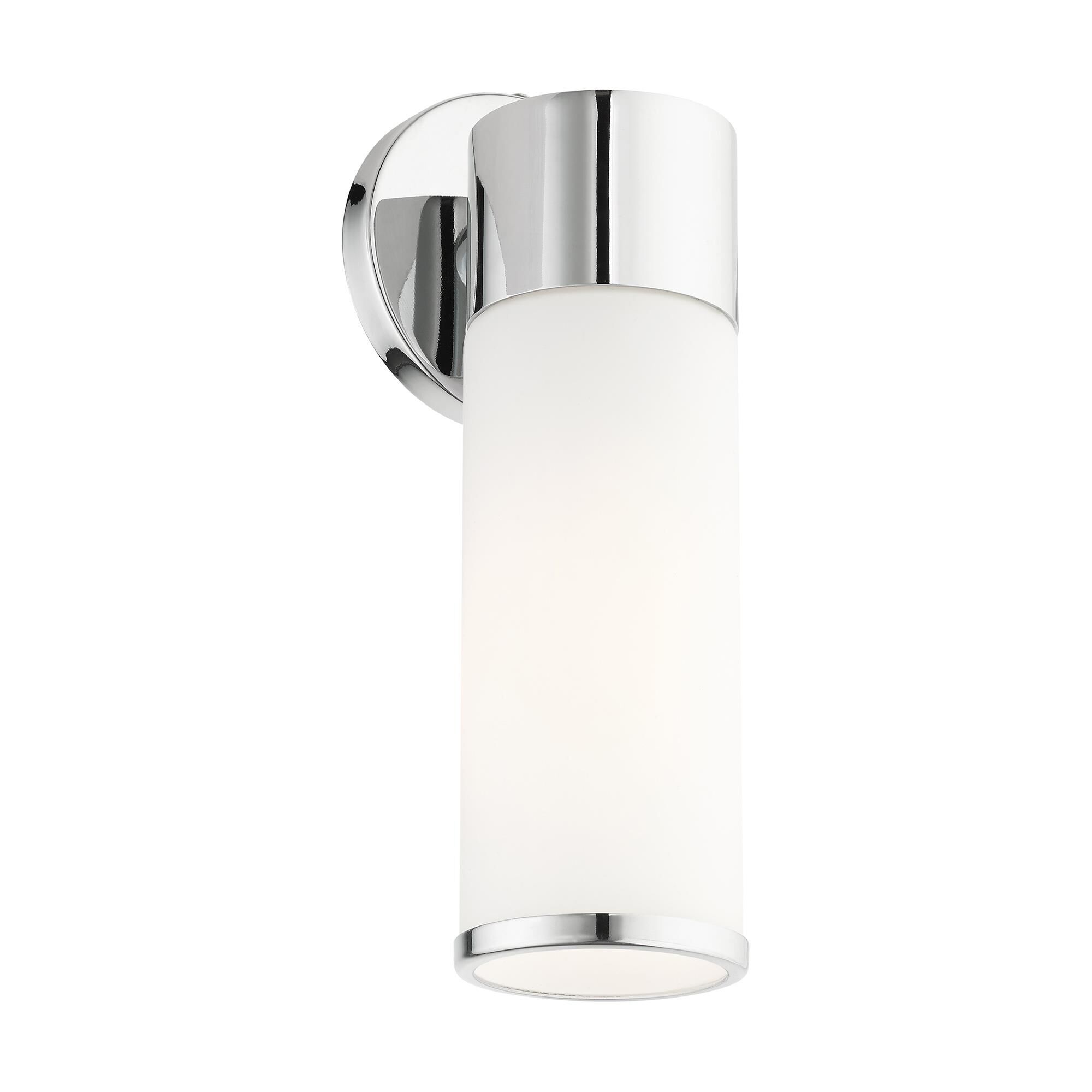 Shown in Polished Chrome finish and Satin Opal White glass
