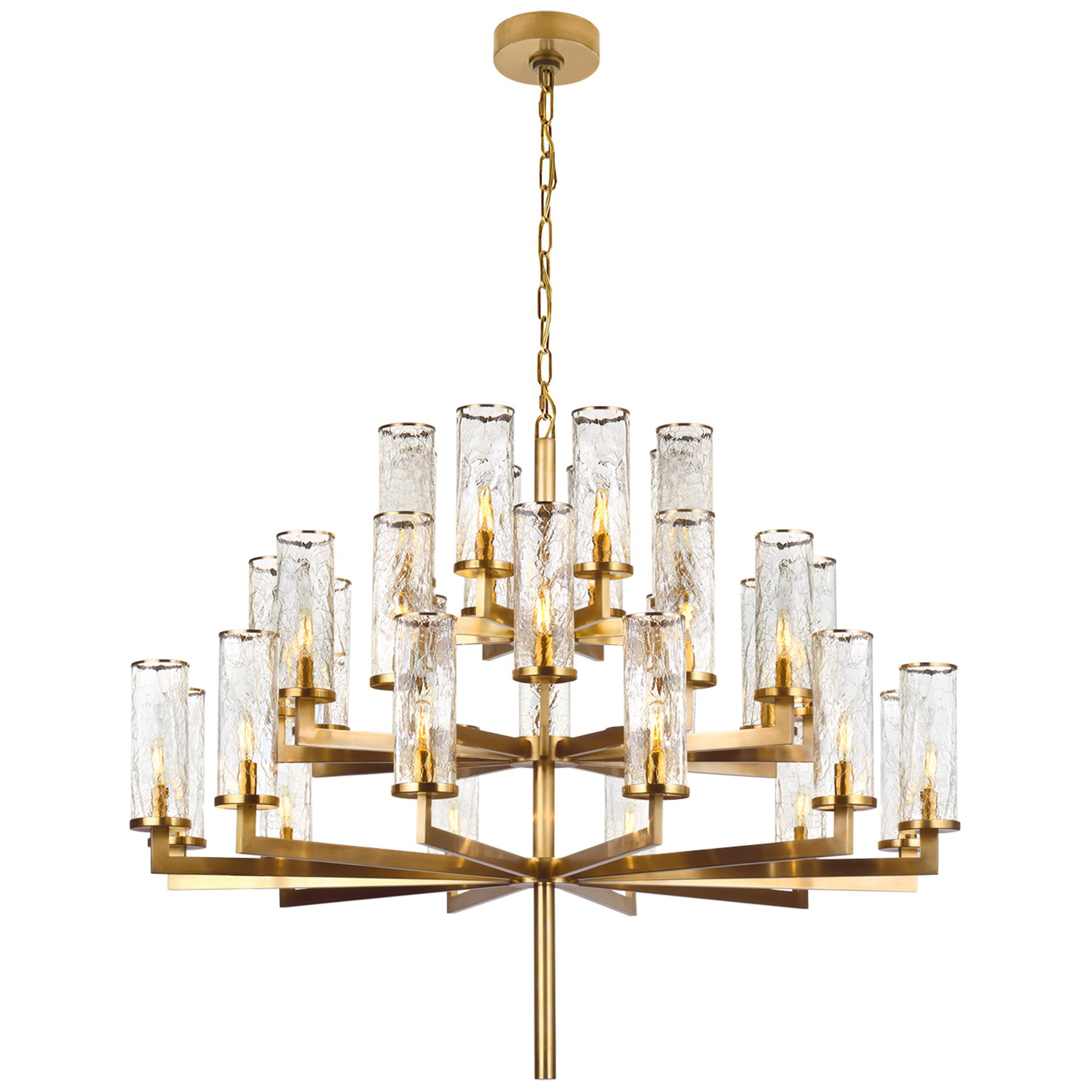 Shown in Antique-Burnished Brass finish and Crackle glass