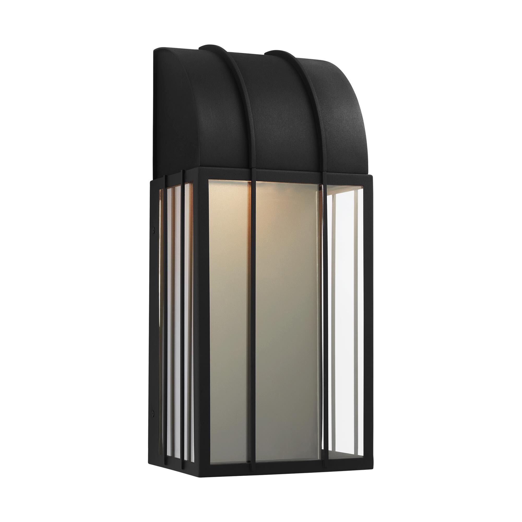 Shown in Textured Black finish and Clear Glass Panels shade