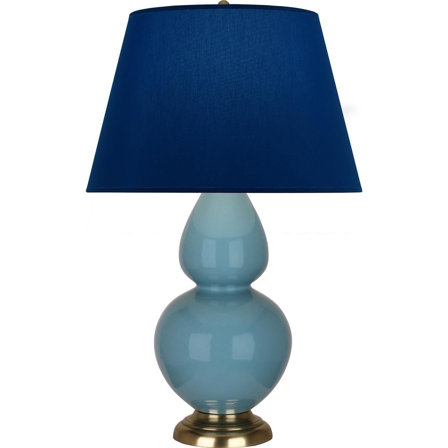 Shown in Steel Blue finish and Navy and Gray shade and Antique Brass accent