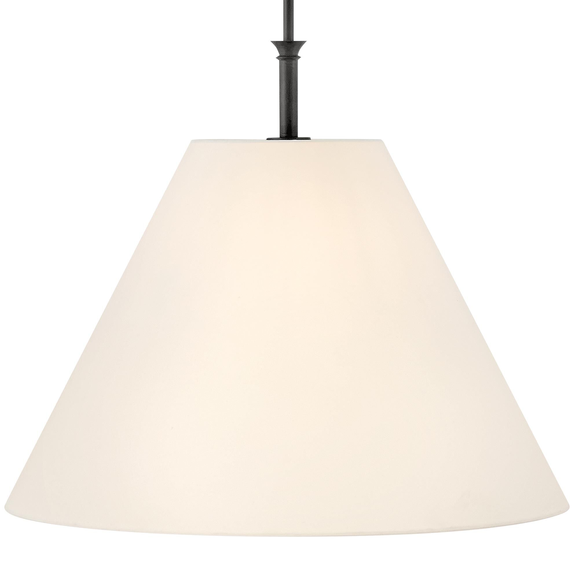 Shown in Blackened Brass finish and Off-White Linen shade