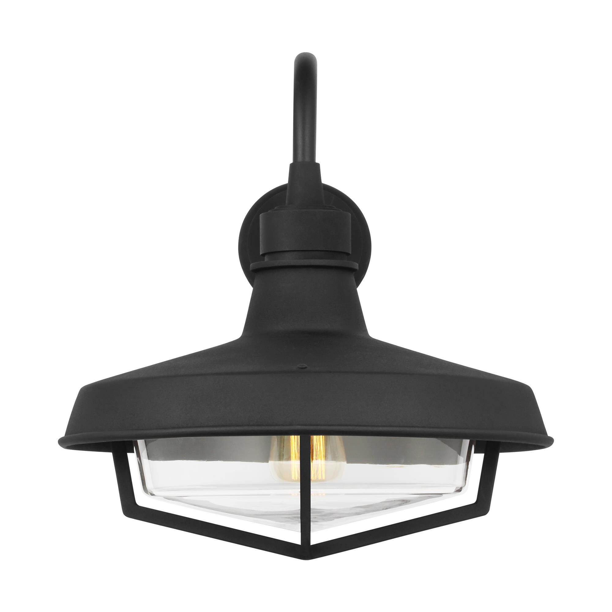 Shown in Textured Black finish and Clear Glass shade