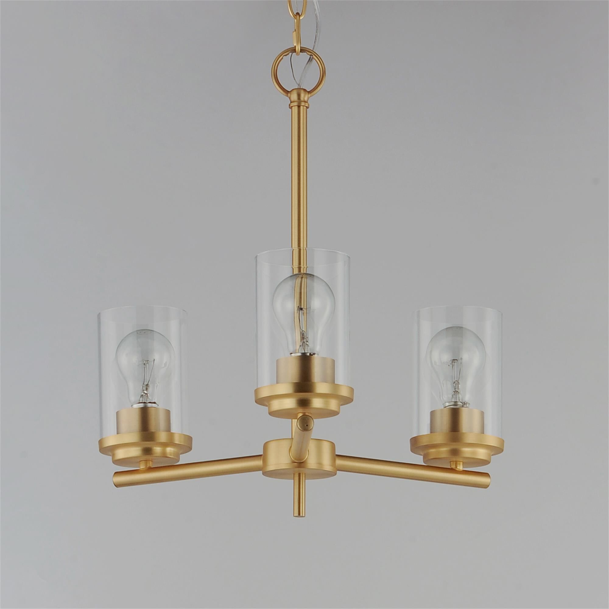 Shown in Satin Brass finish and Clear glass