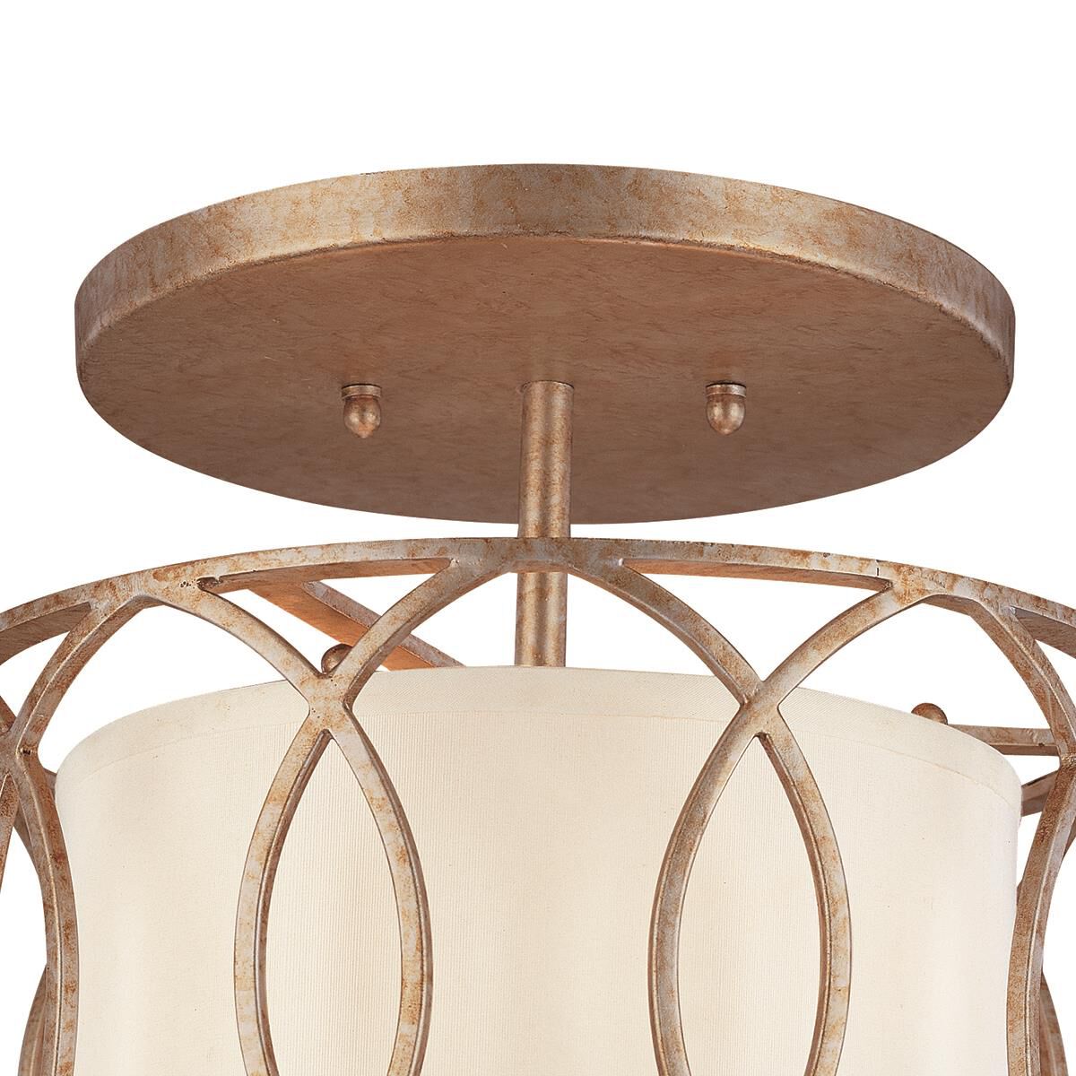 Shown in Silver Gold finish and Bronze Leaf glass and Hardback Linen shade