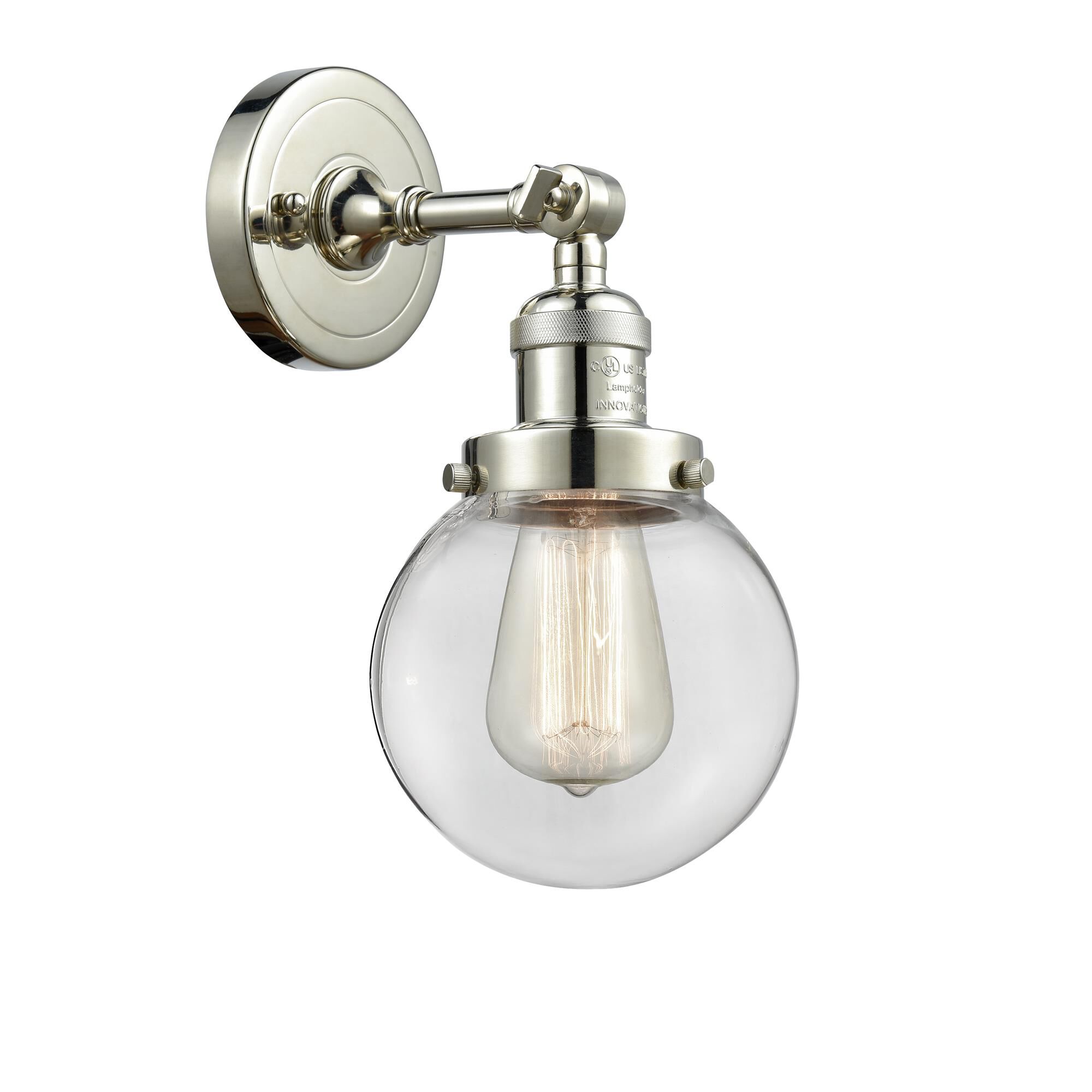 Shown in Polished Nickel finish and Clear glass and No Accent accent