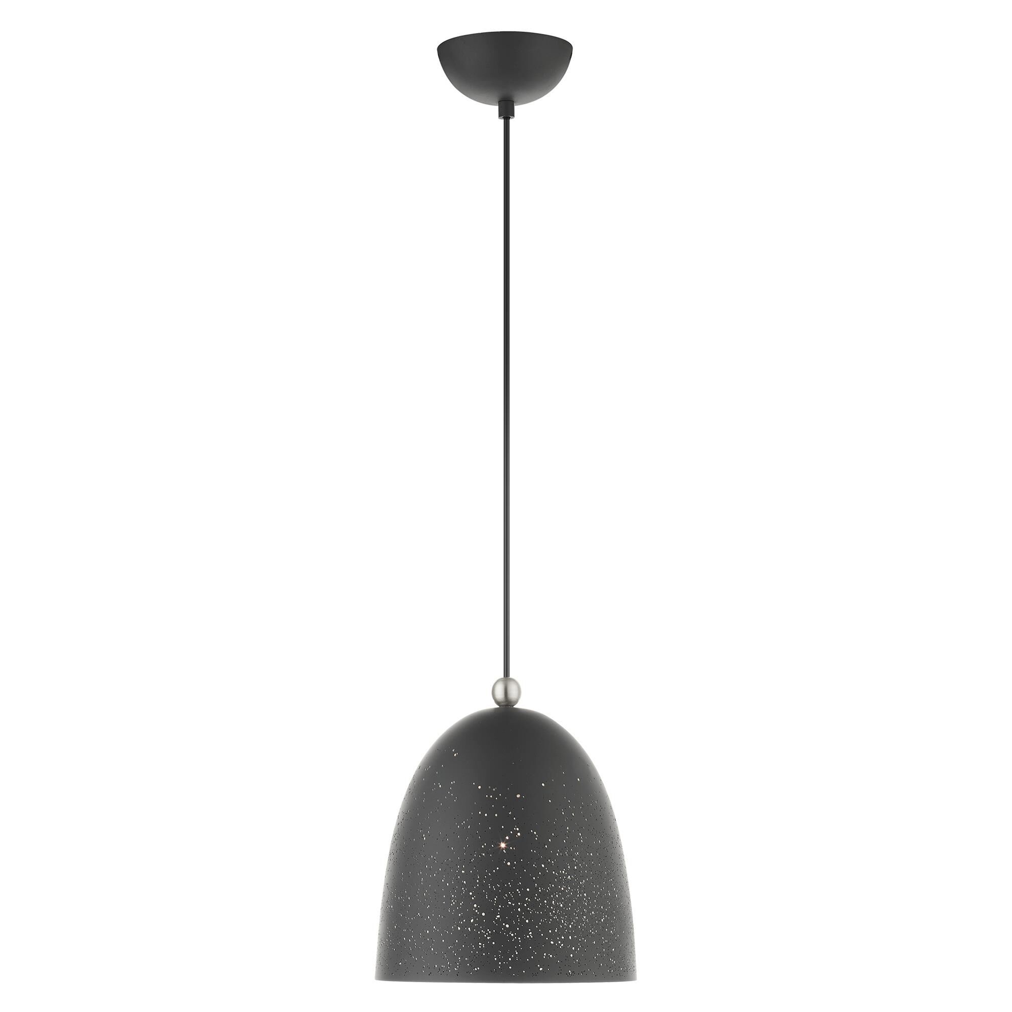 Shown in Scandinavian Gray With Brushed Nickel Accents finish and Scandinavian Gray Ornamental Metal Shade With White Finish Inside glass and Scandinavian Gray Ornamental Metal  With White Finish Inside shade