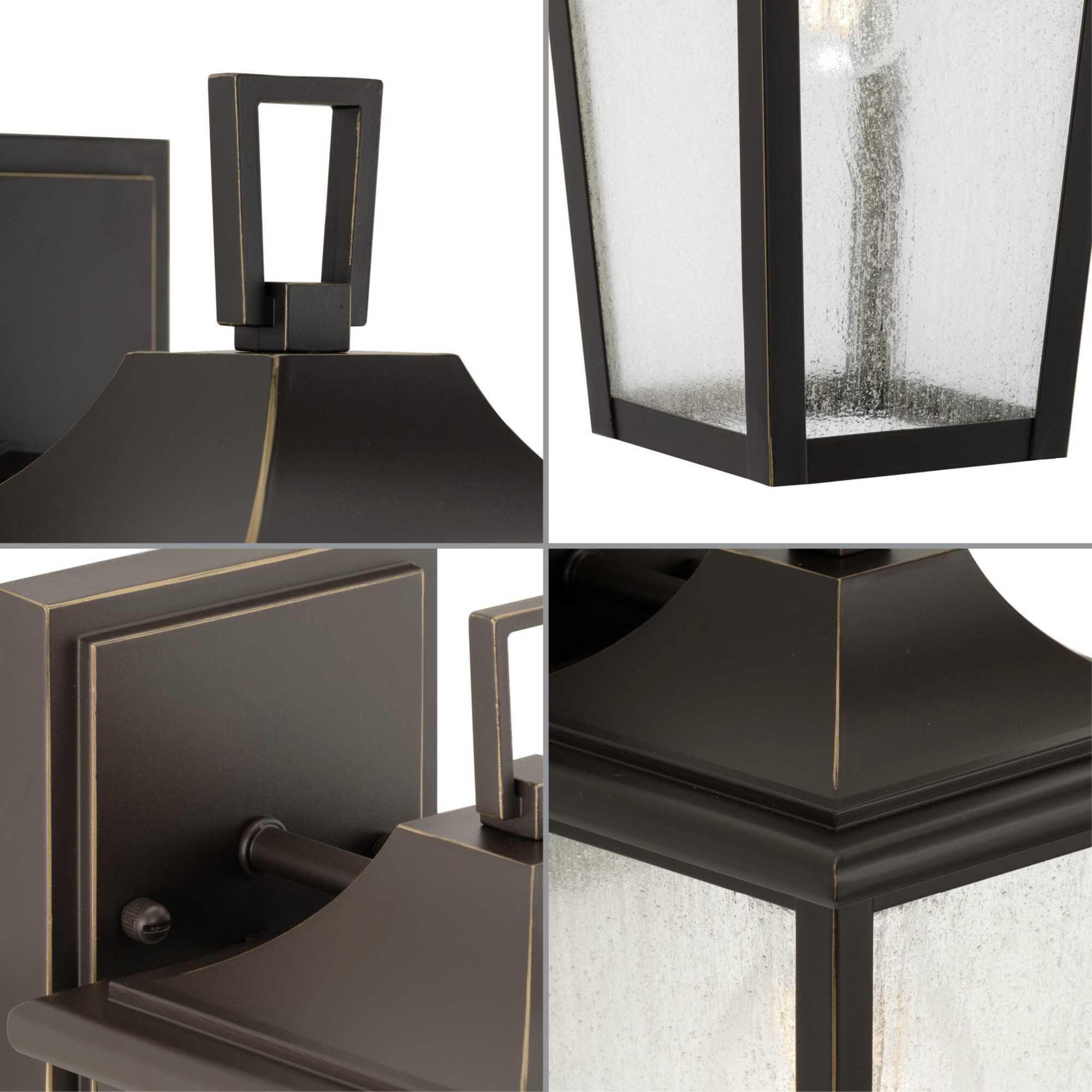 Shown in Antique Bronze finish and Clear Seeded glass