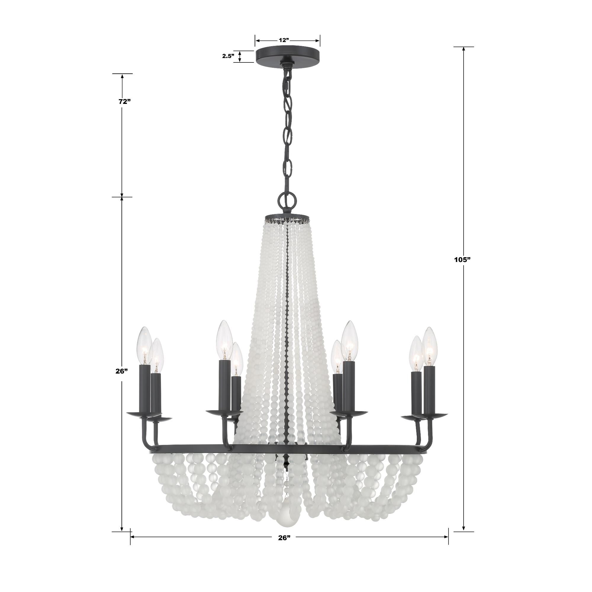 Shown in Matte Black finish and Frosted Glass Beads crystal