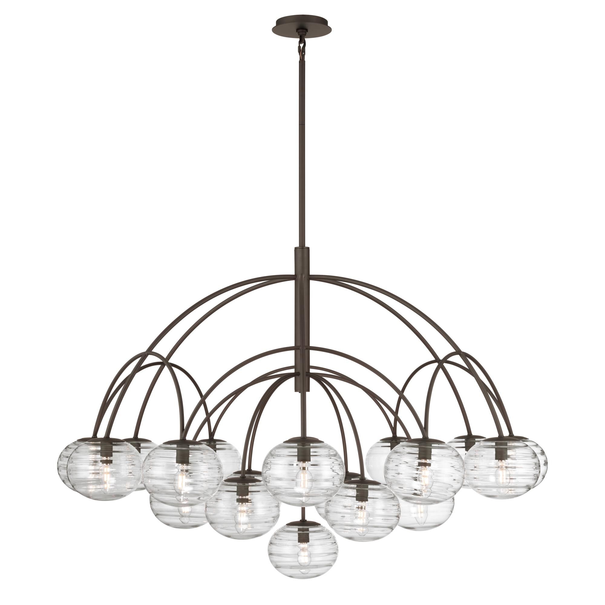 Shown in Dark Bronze finish and Clear Ribbed glass