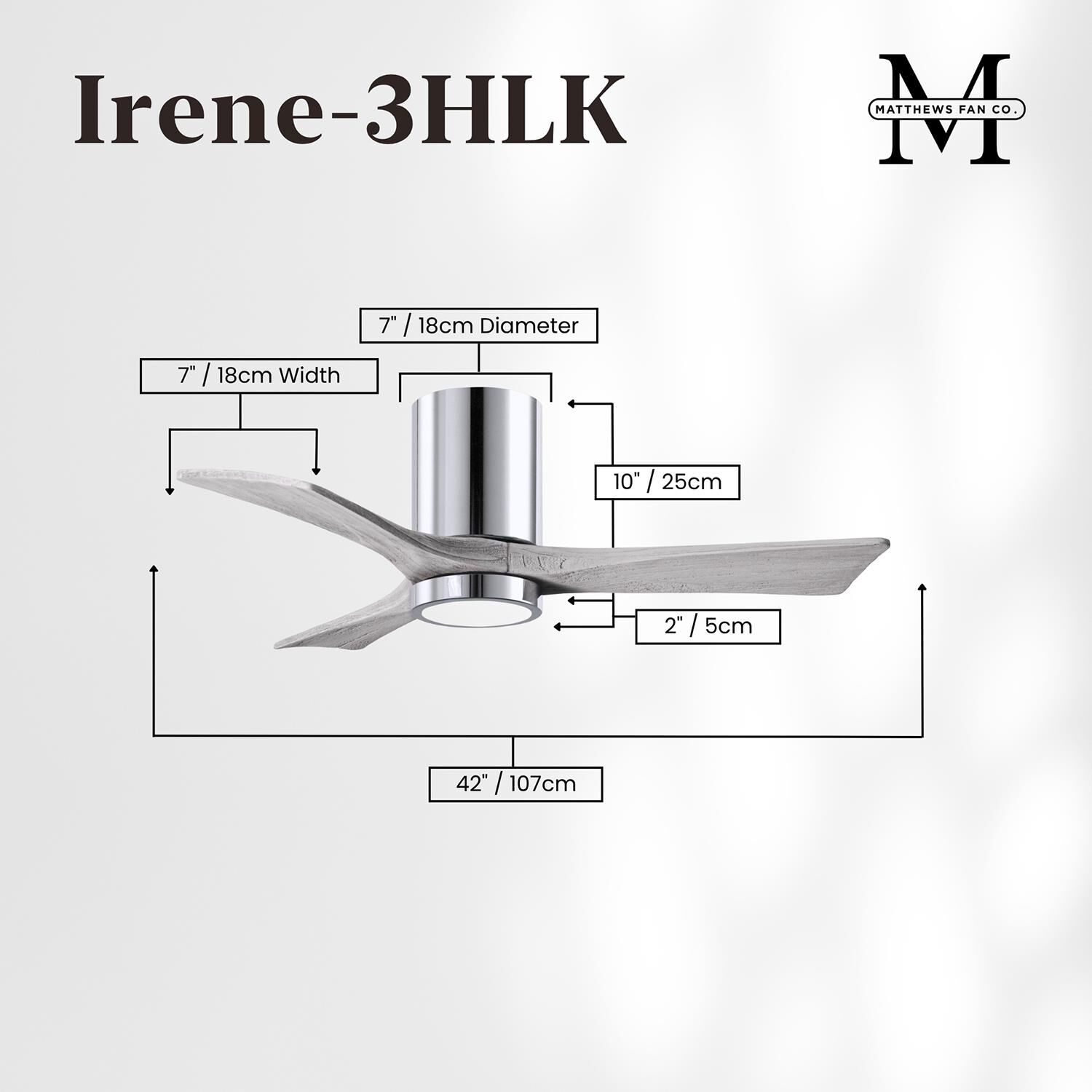 Irene 42 Inch Flush Mount Fan with Light Kit by Matthews Fan Company
