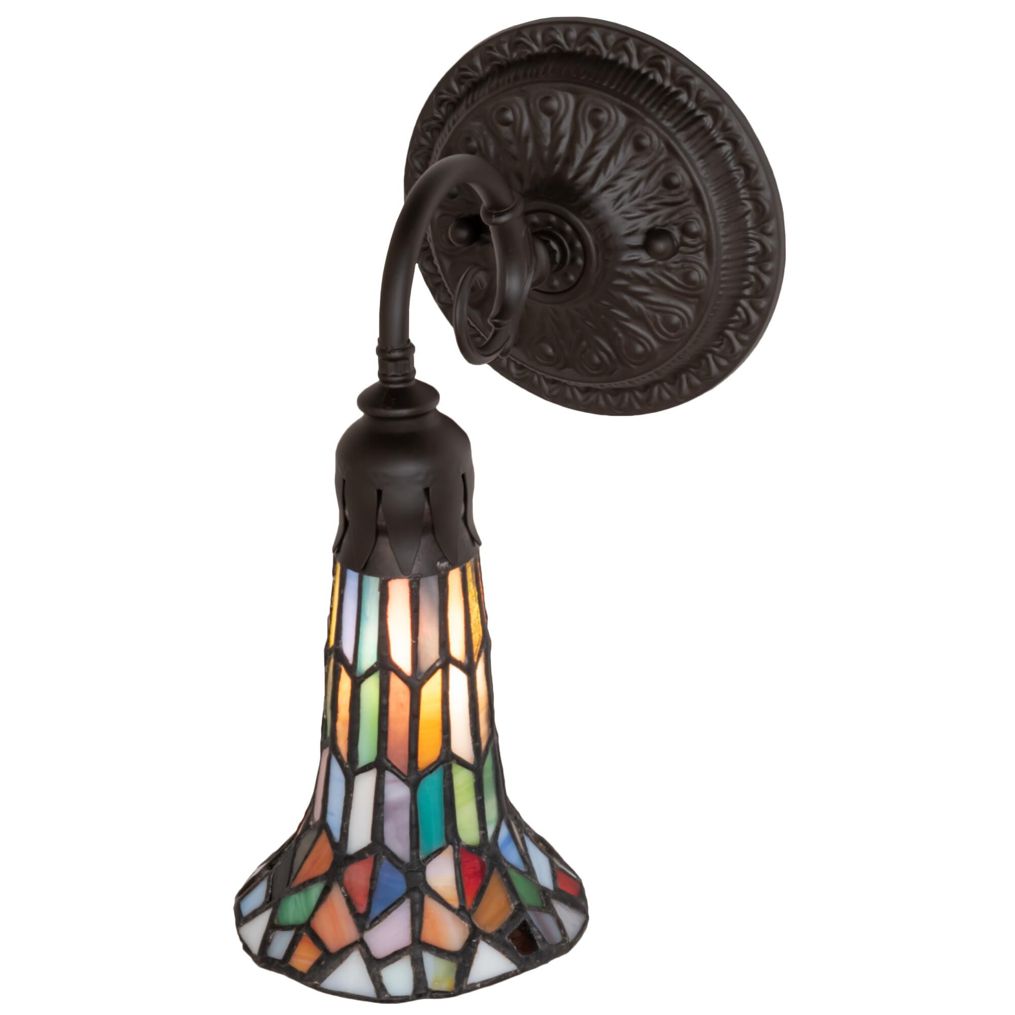 Shown in Oil Rubbed Bronze finish and Ruby;Green;Blue;White glass