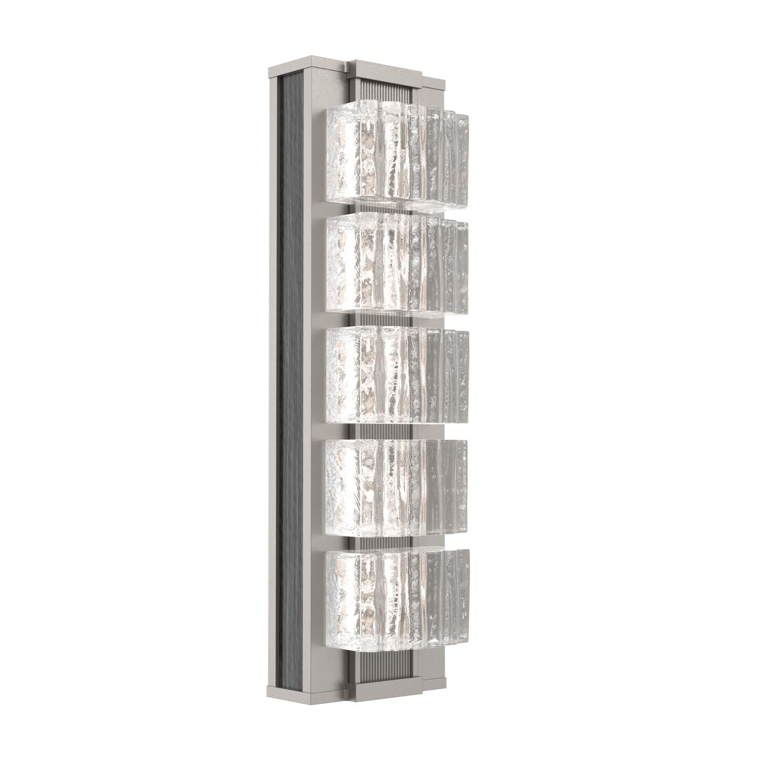 Shown in Beige Silver finish and Clear Ribbed glass and Dark Oak accent