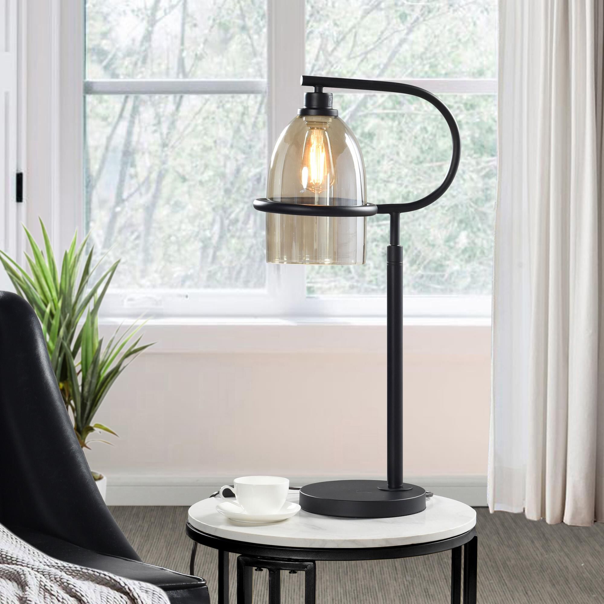 Shown in Clear, Black finish and Clear Glass shade