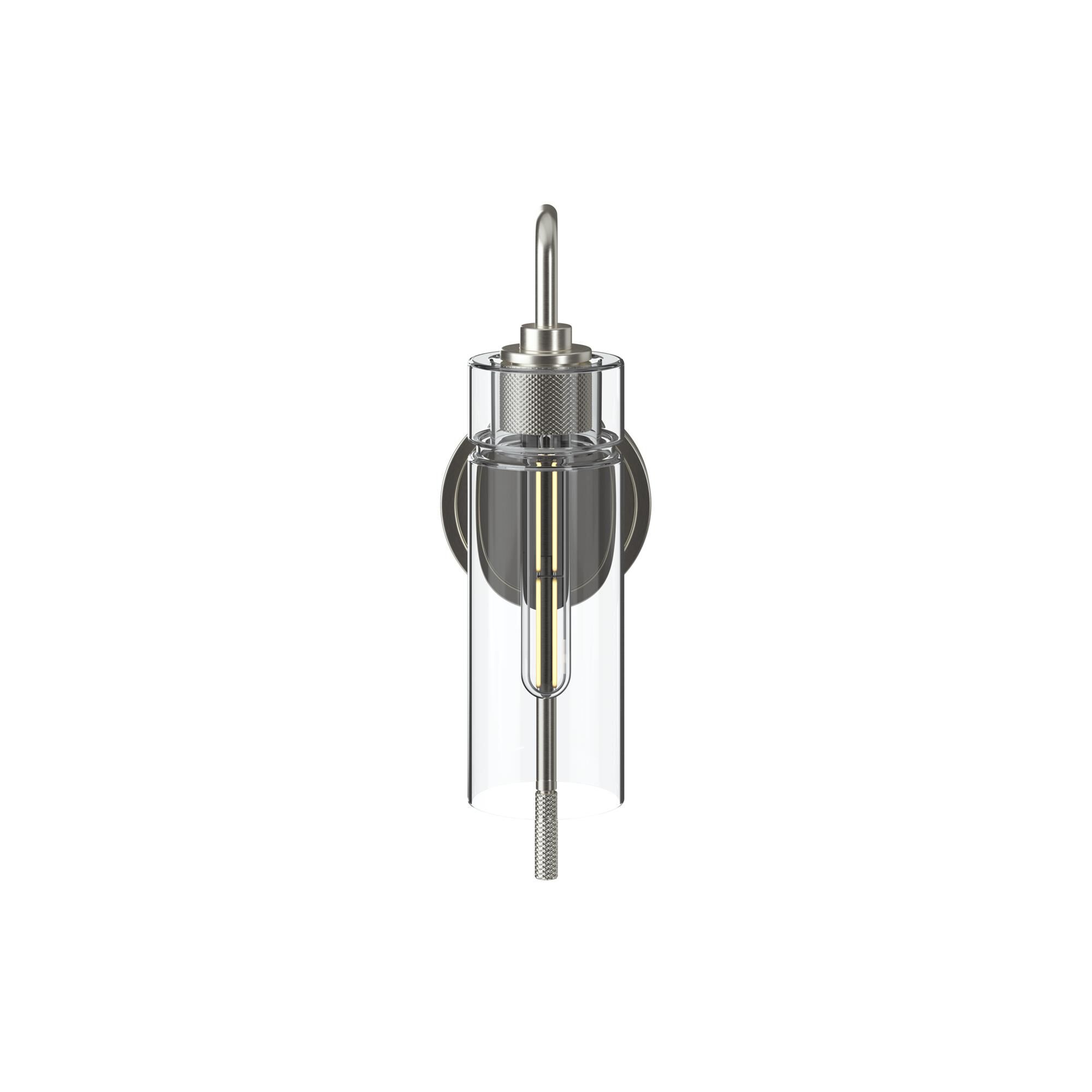 Shown in Brushed Nickel finish and Clear glass