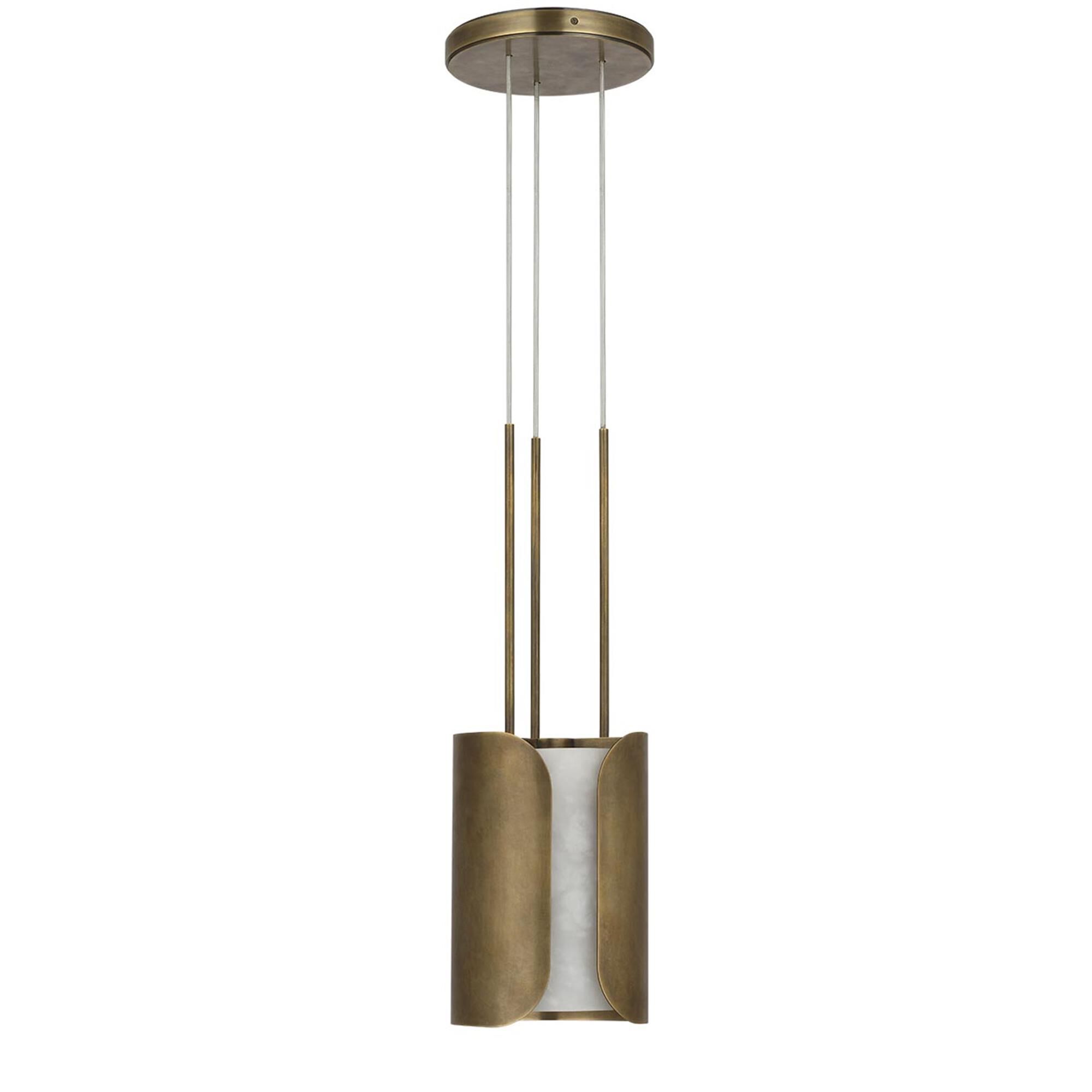 Shown in Mottled Brass finish and Alabaster shade