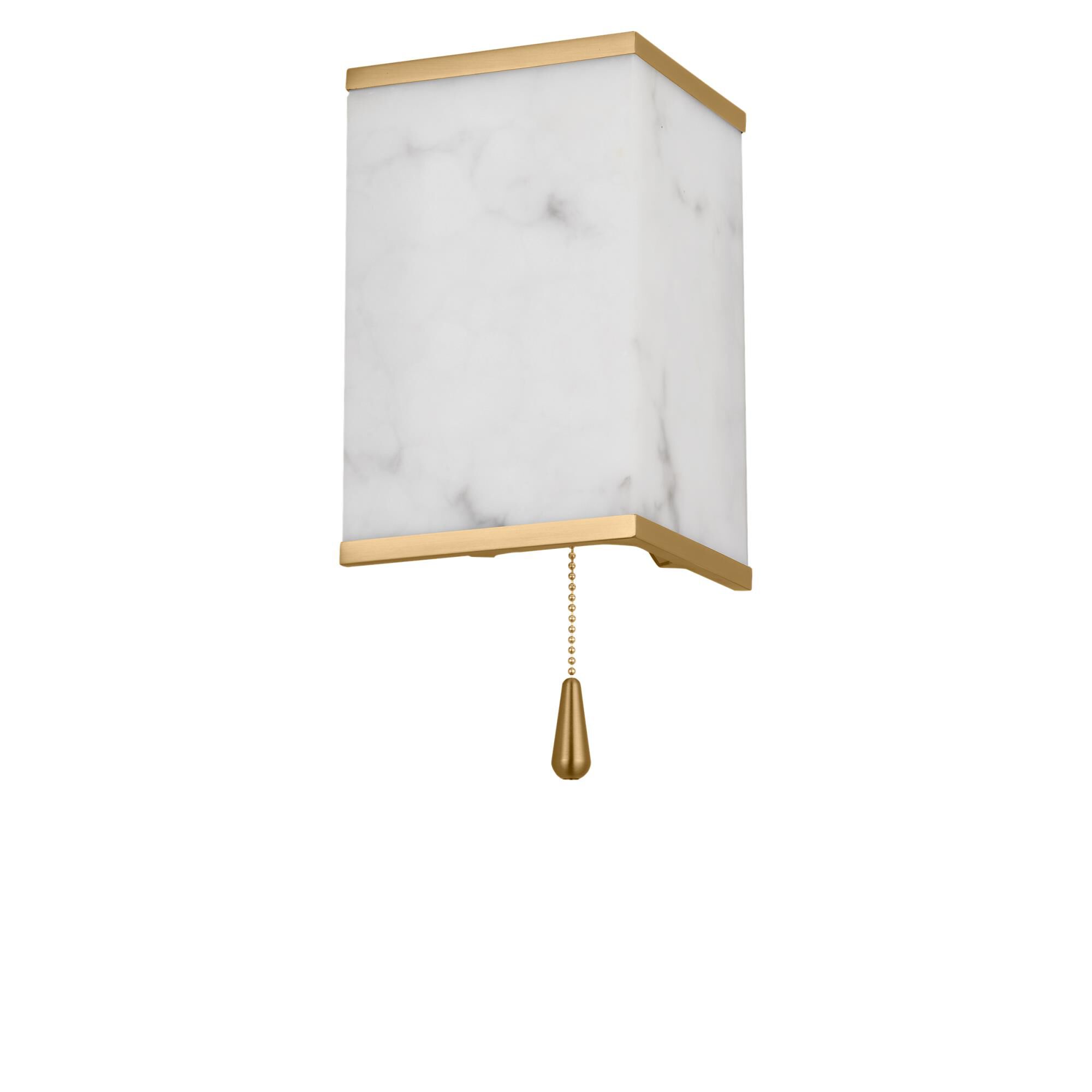 Shown in Burnished Brass finish and Faux Alabaster shade
