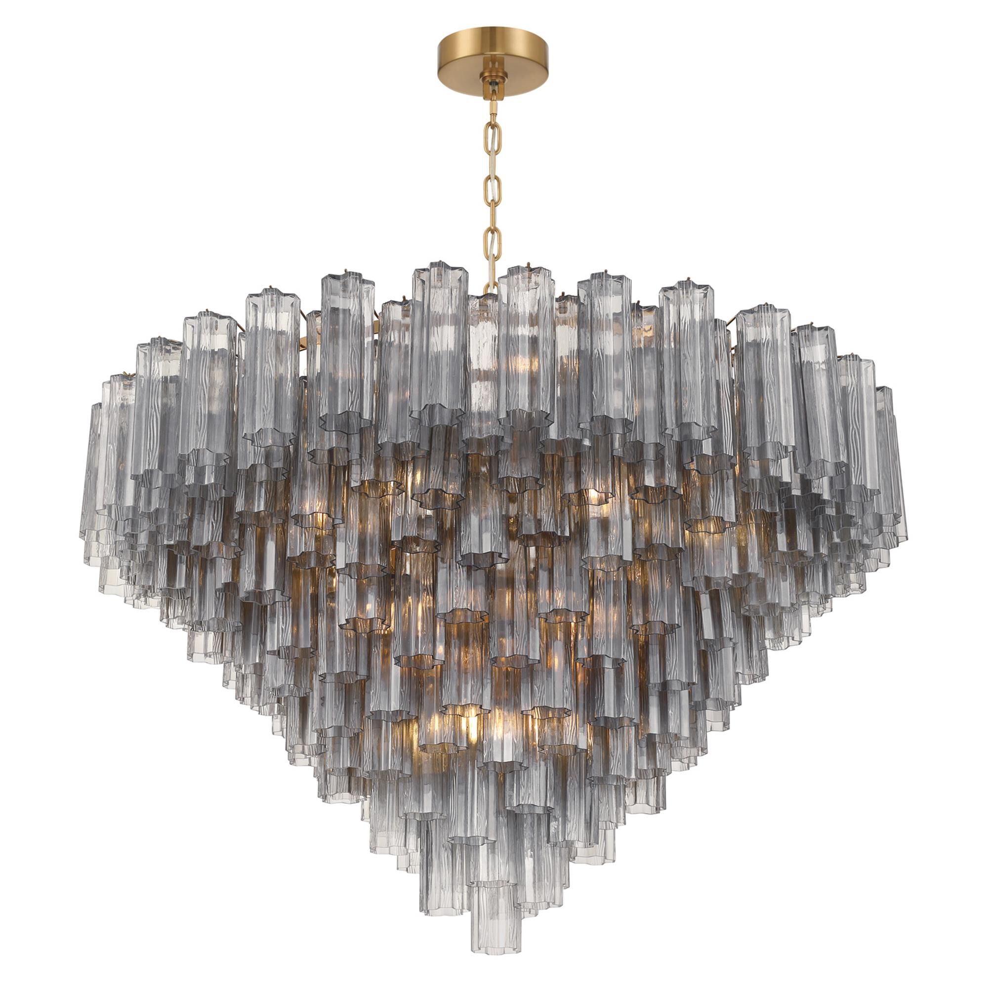 Shown in Aged Brass finish and Tronchi Glass crystal
