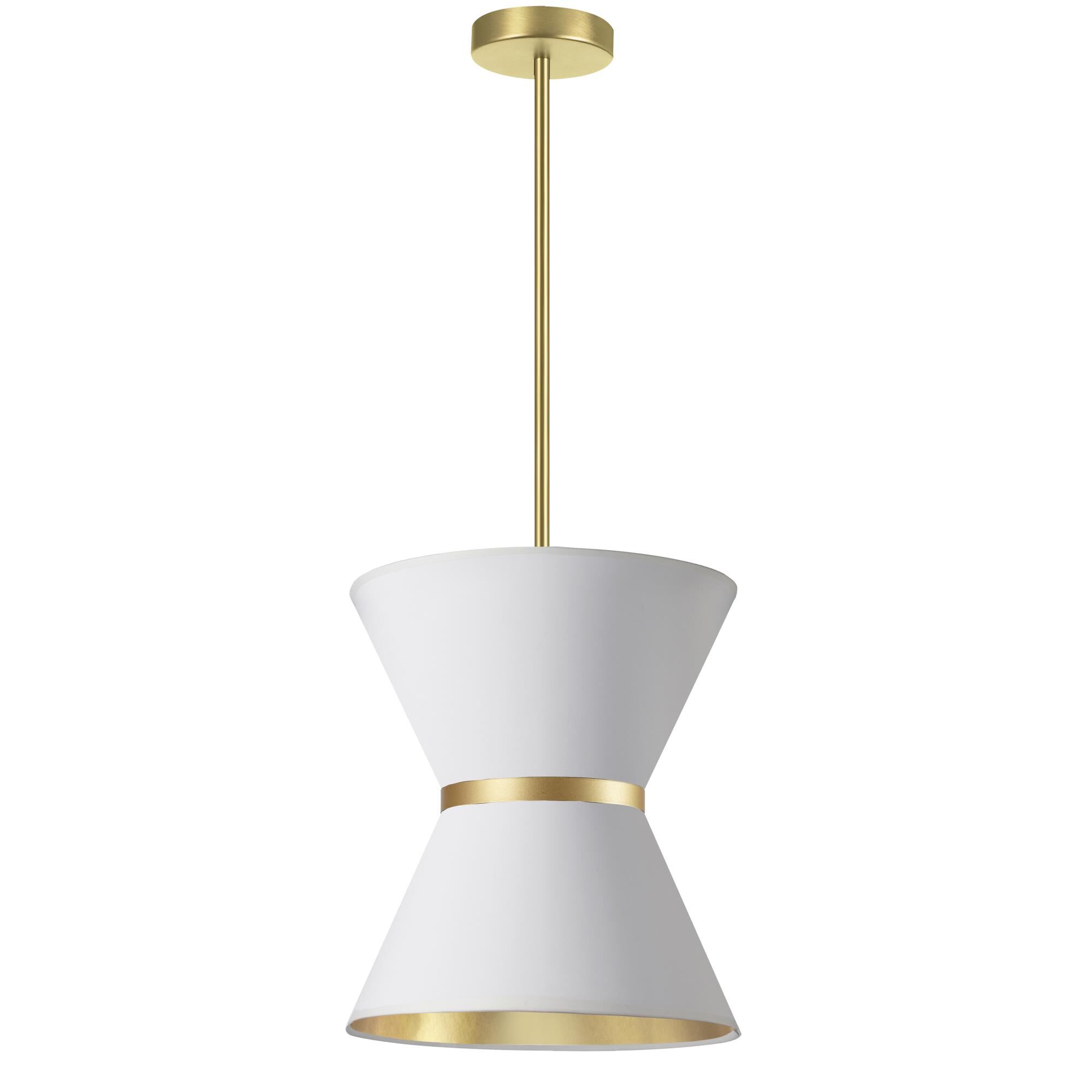 Shown in Aged Brass finish and White And Gold shade