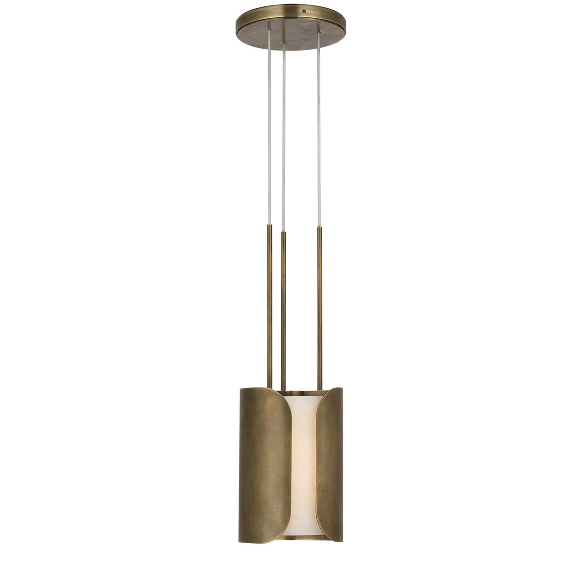 Shown in Mottled Brass finish and Alabaster shade