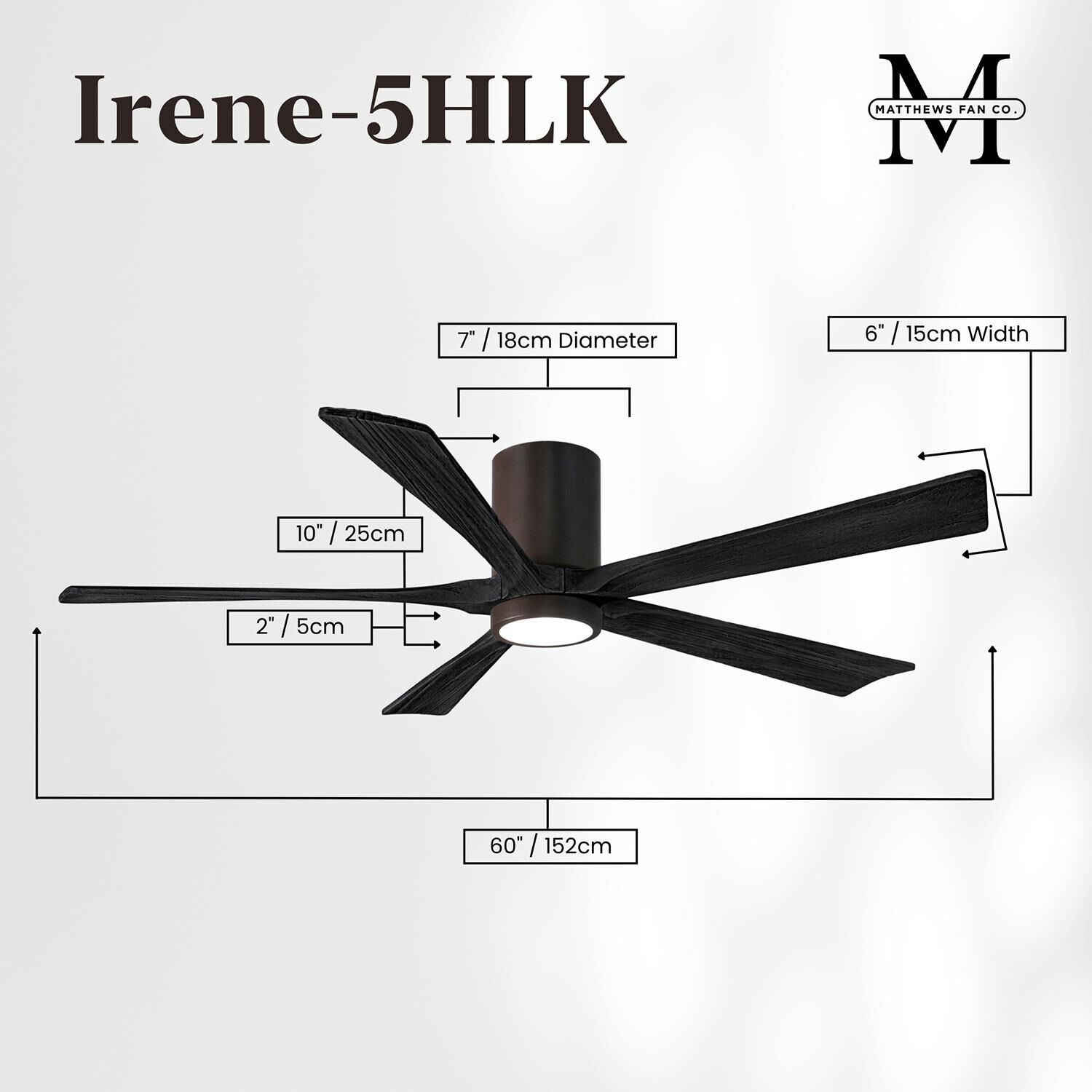 Irene 60 Inch Flush Mount Fan with Light Kit by Matthews Fan Company
