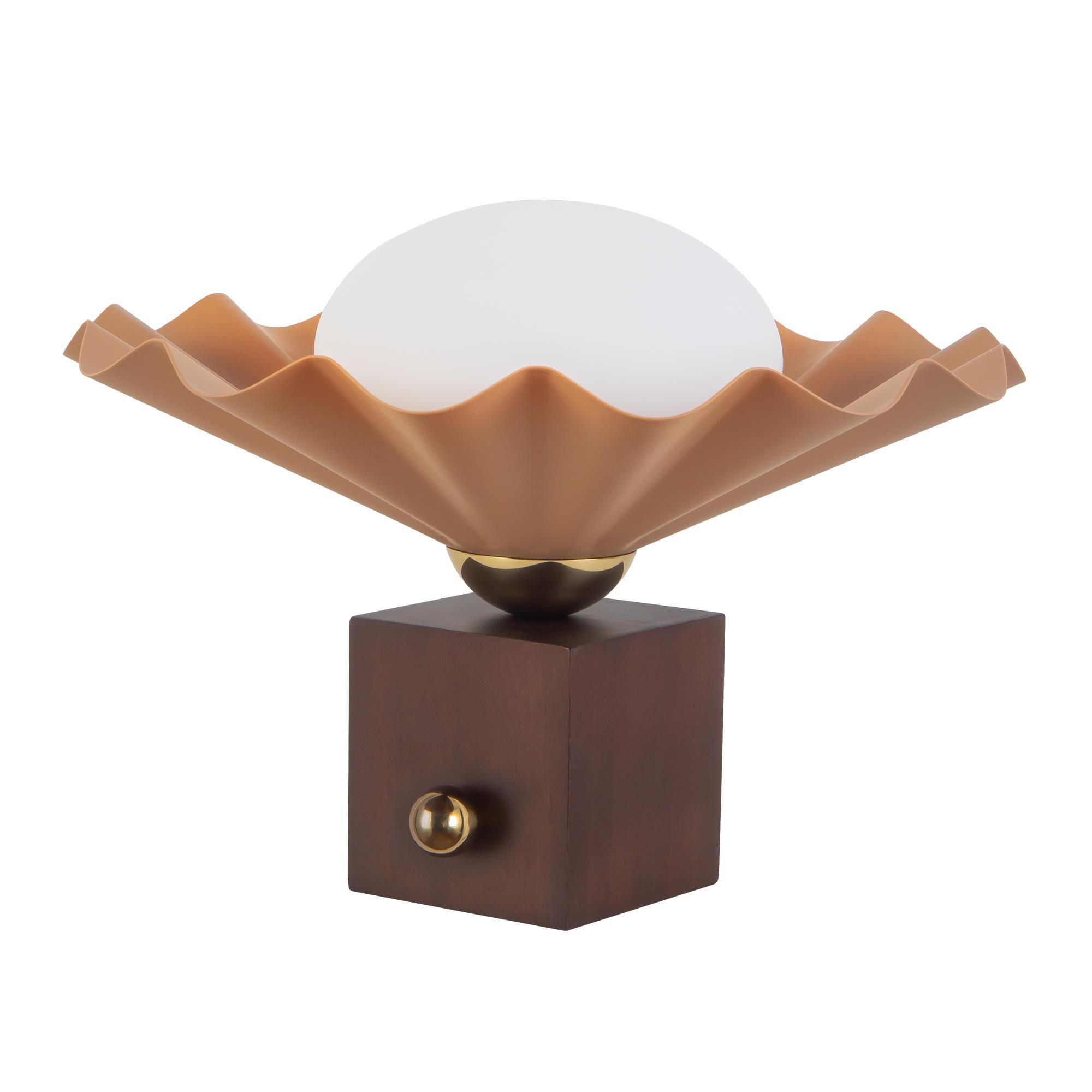 Shown in Peach finish and Matte Opal glass