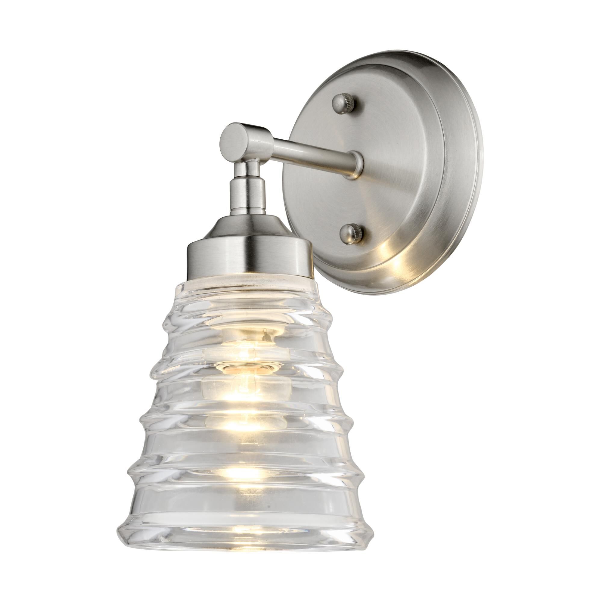 Shown in Brushed Nickel finish and Clear Swirled Recycled glass and Recycled Glass shade