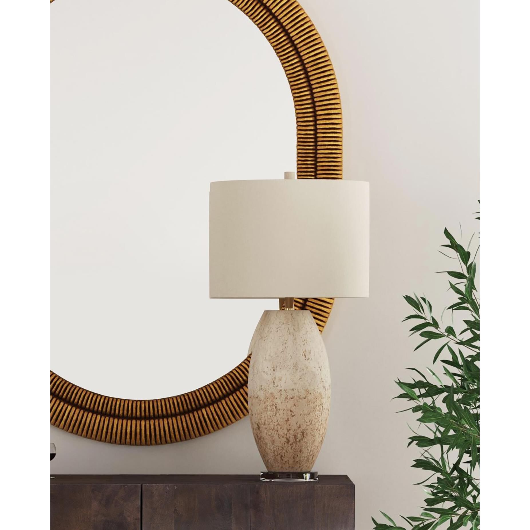 Shown in Heavy Distressed Brown finish and Beige shade