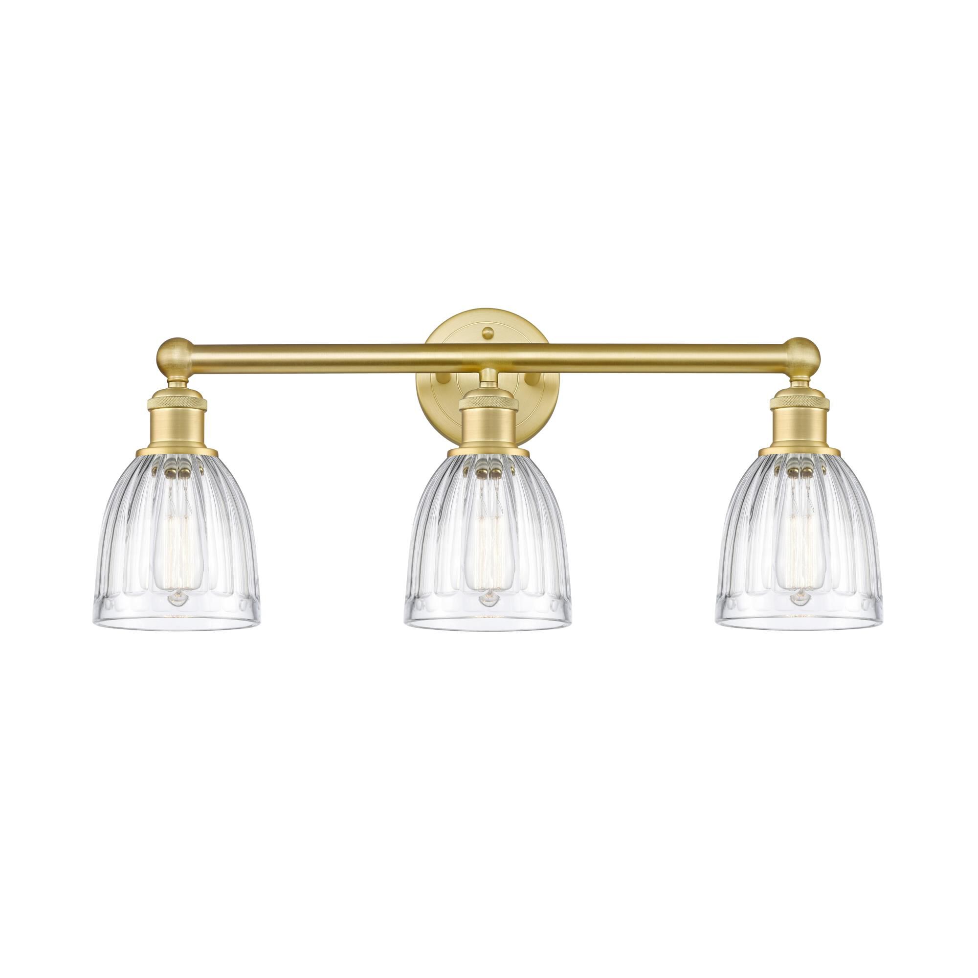 Shown in Satin Gold finish and Clear glass