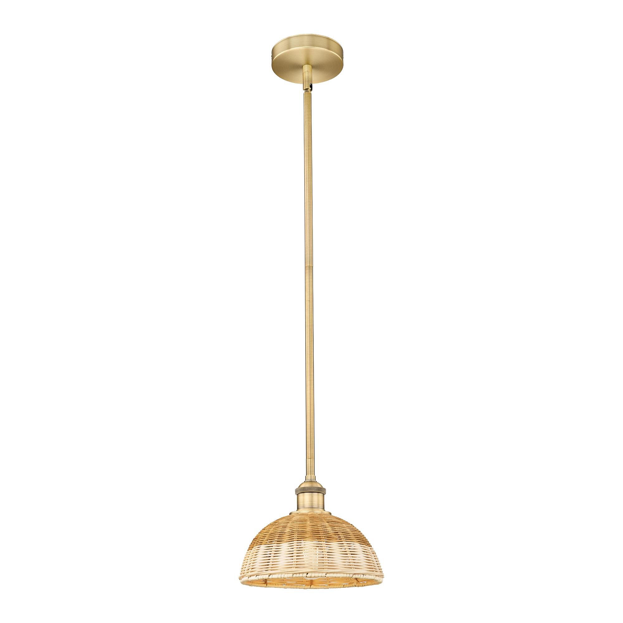 Shown in Brushed Brass finish and Natural shade