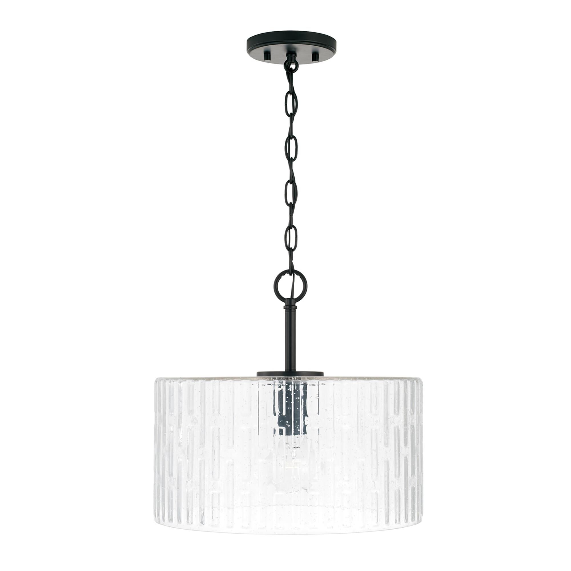 Shown in Matte Black finish and Embossed Seeded glass