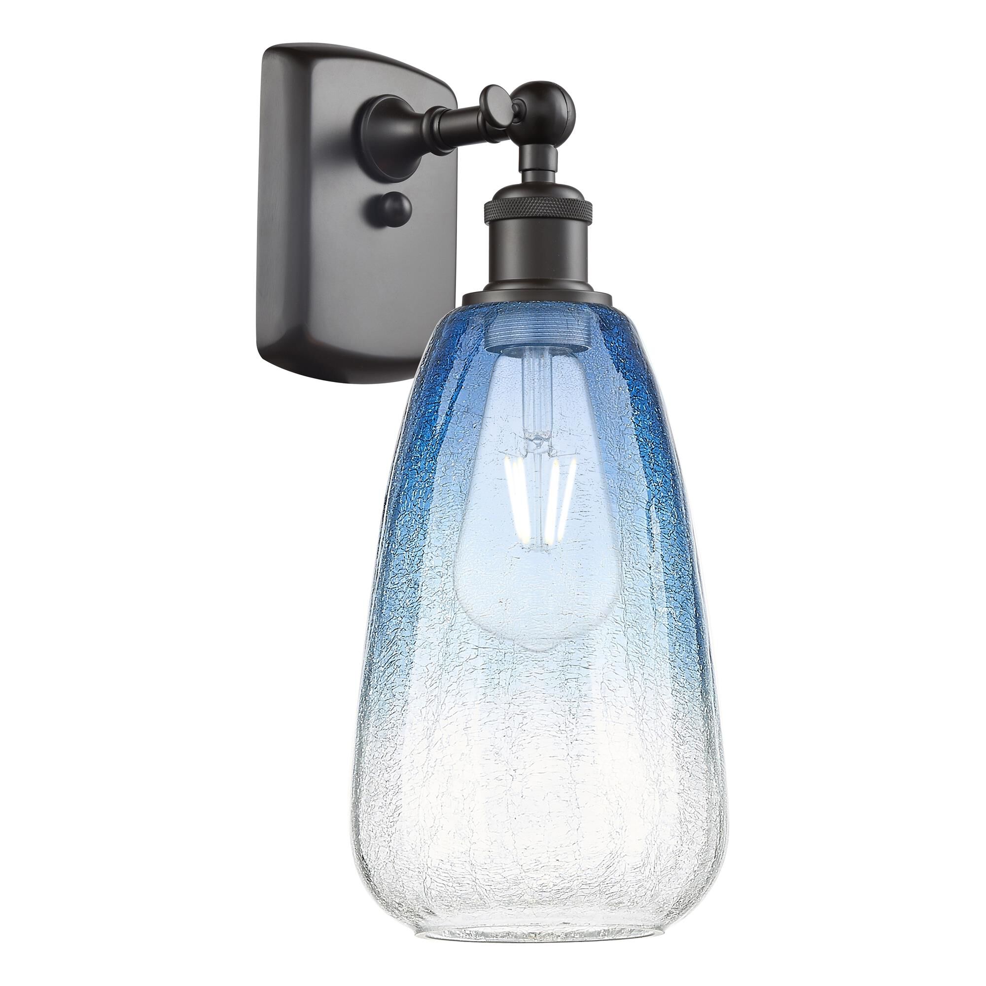Shown in Oil Rubbed Bronze finish and Sapphire Blue glass