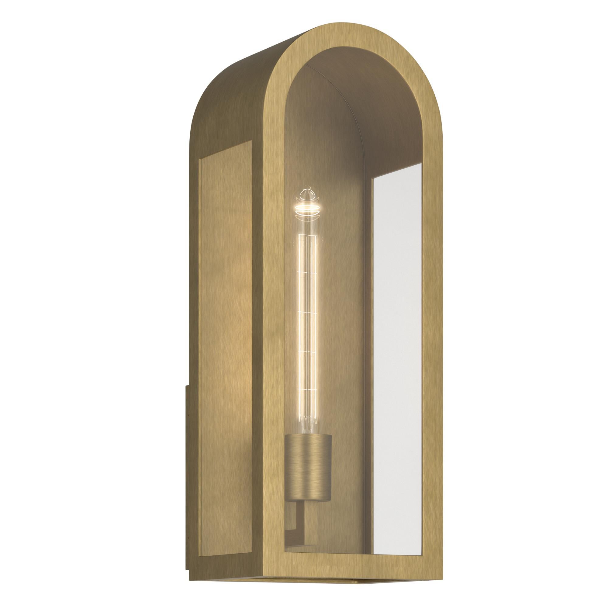 Shown in Natural Brass finish and Clear glass