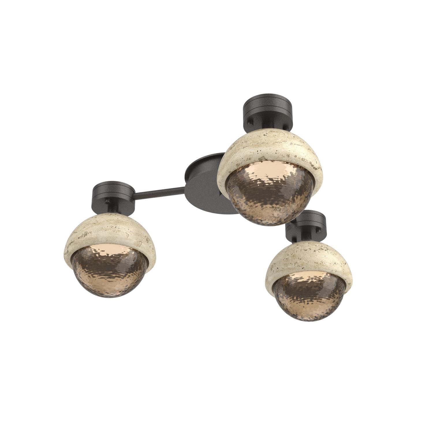 Shown in Graphite finish and Bronze glass and Travertine Stone accent