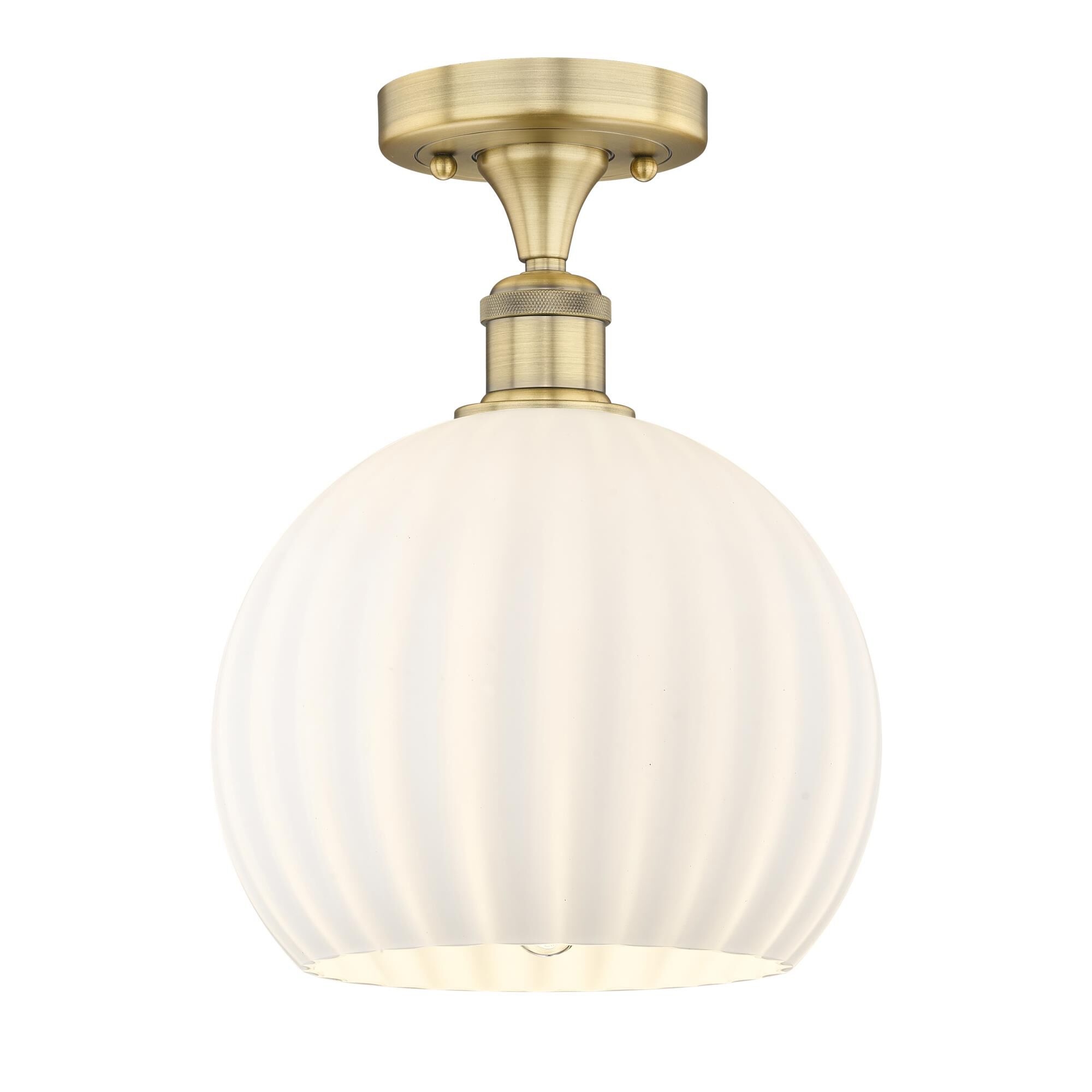 Shown in Brushed Brass finish and White Venetian glass