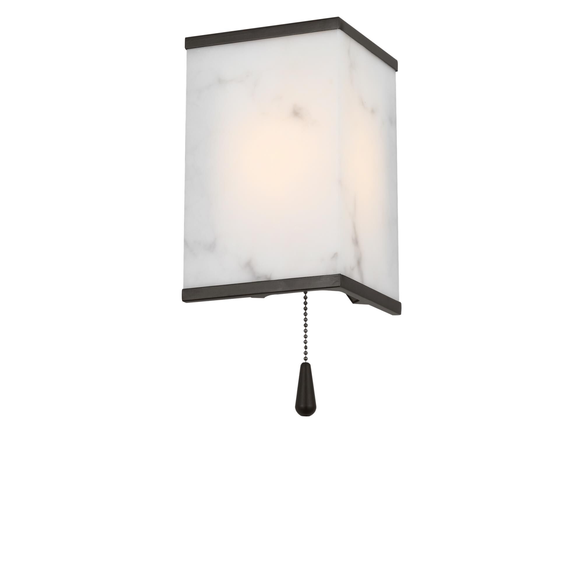 Shown in Aged Iron finish and Faux Alabaster shade