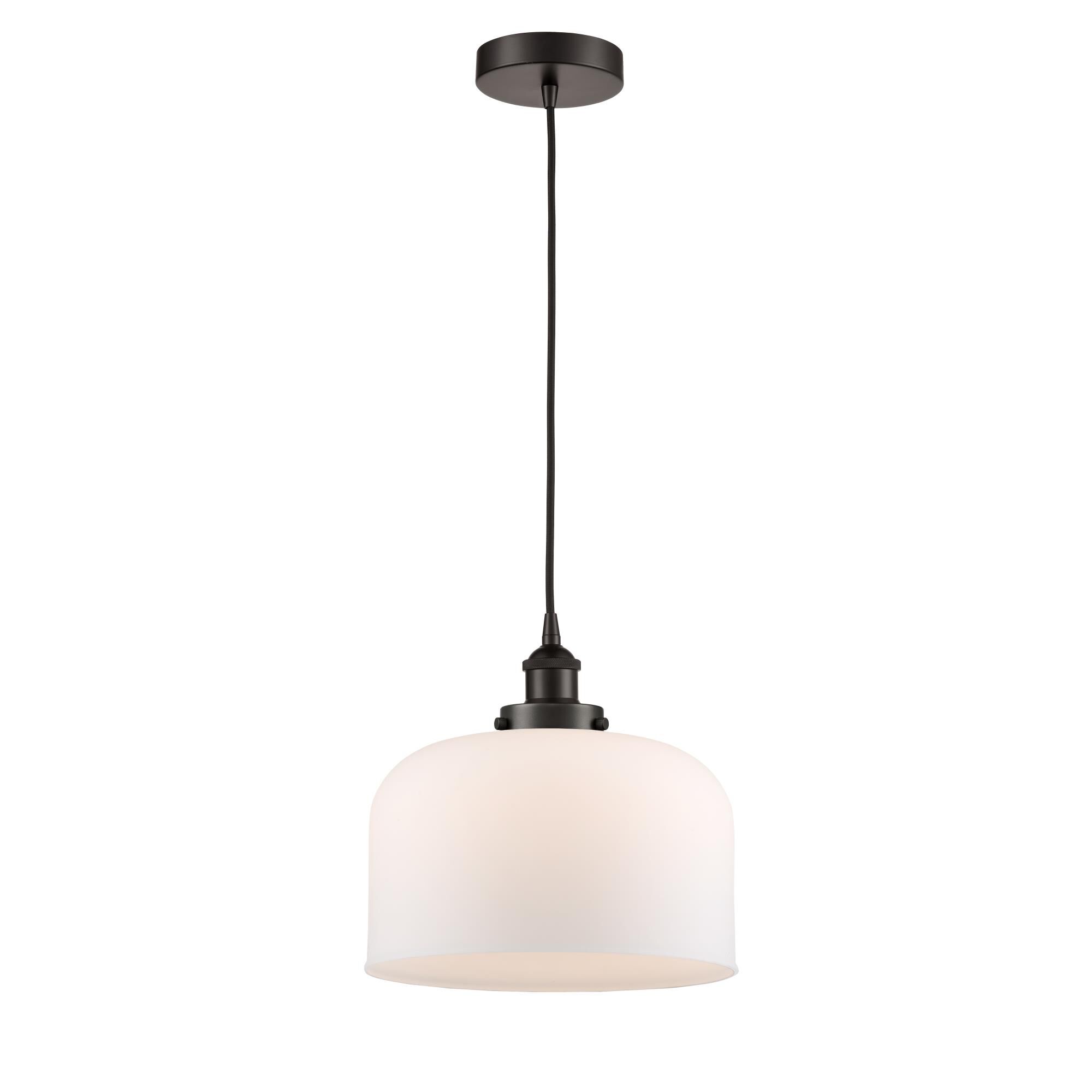 Shown in Oil Rubbed Bronze finish and Matte White Cased X-Large Bell glass