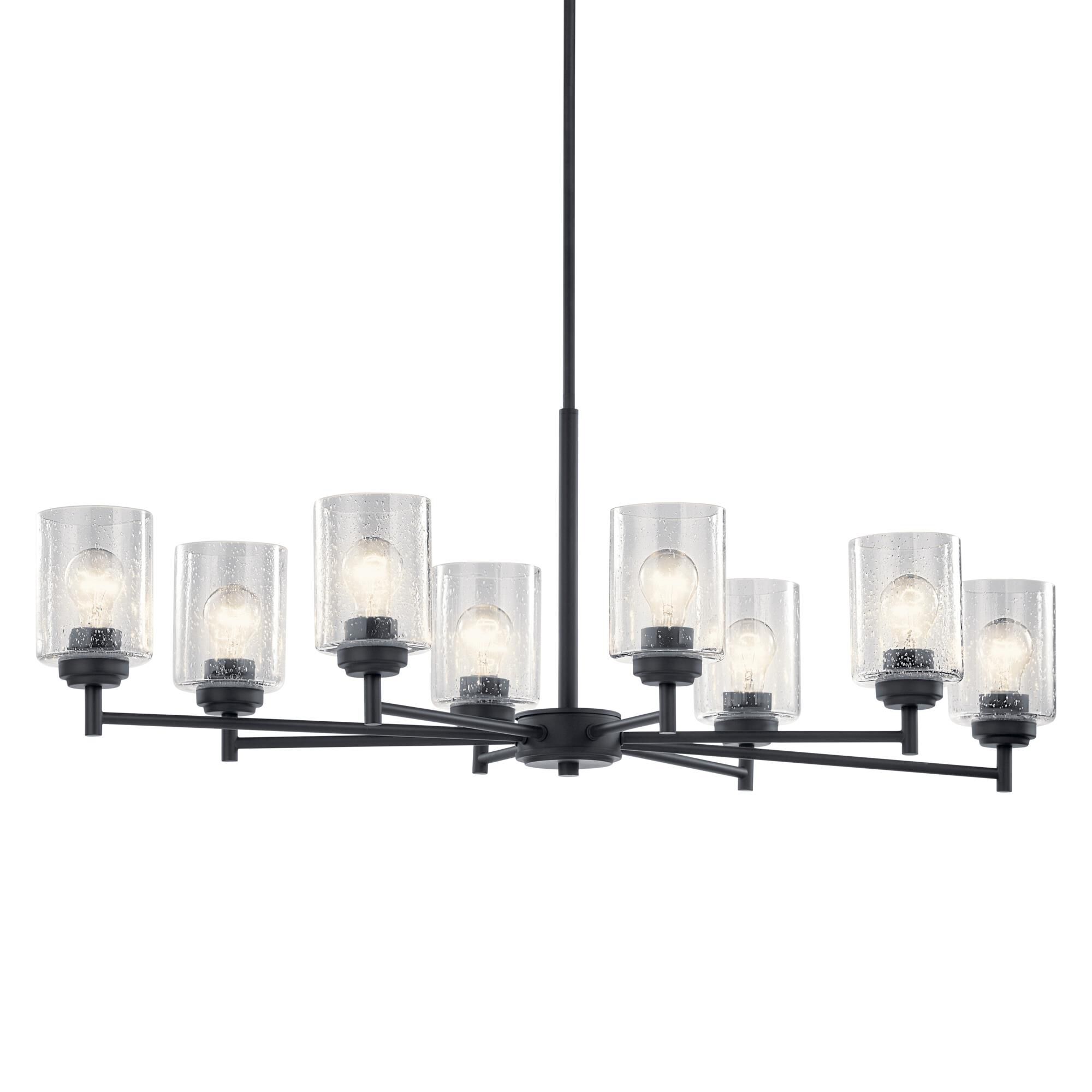 Shown in Black finish and Clear Seeded glass