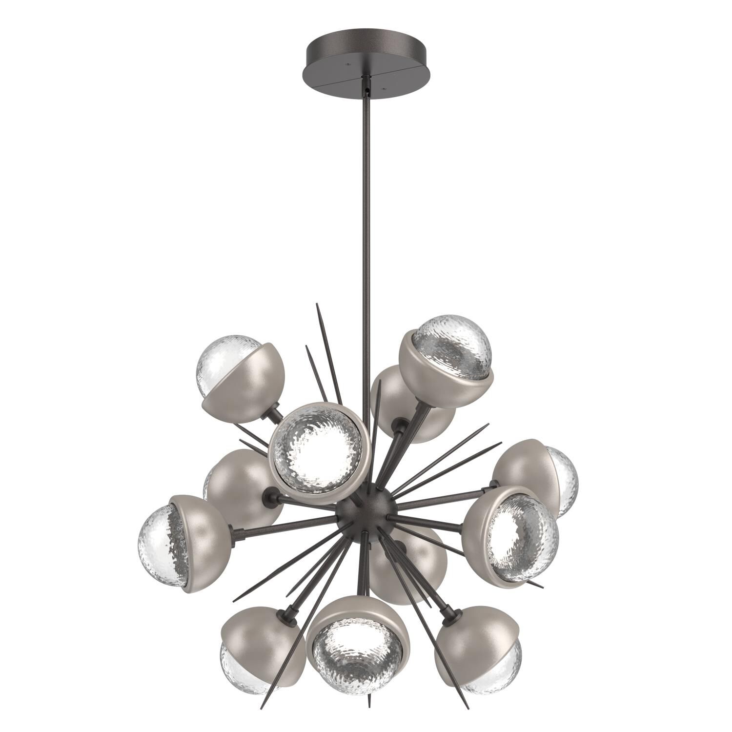 Shown in Graphite finish and Clear glass and Beige Silver accent