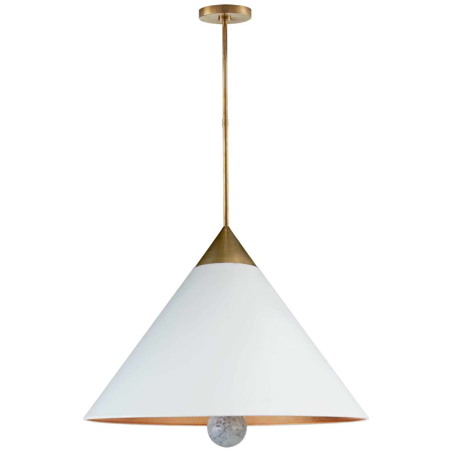 Shown in Antique-Burnished Brass and White Marble finish and Matte White shade