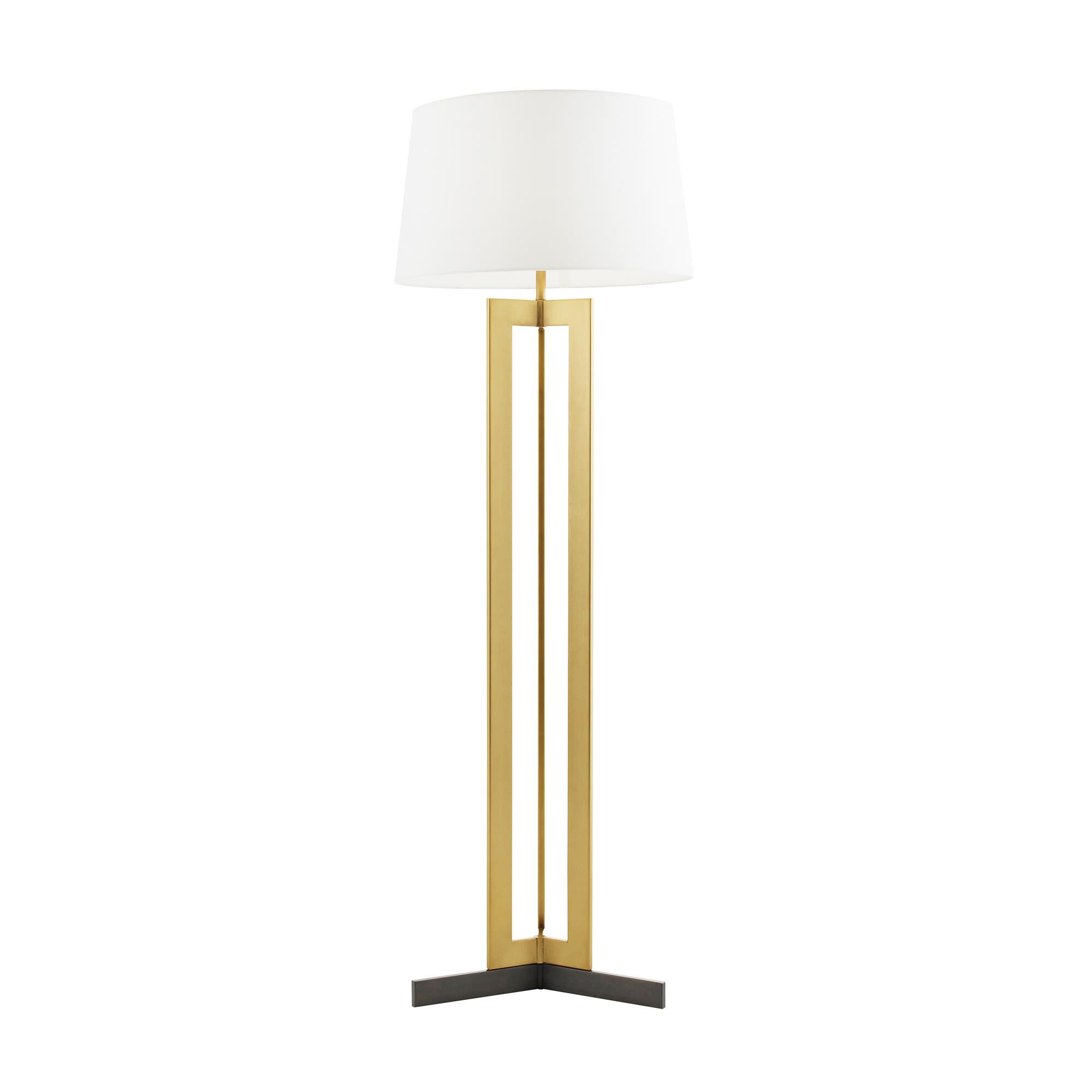 Shown in Antique Brass finish and Microfiber shade