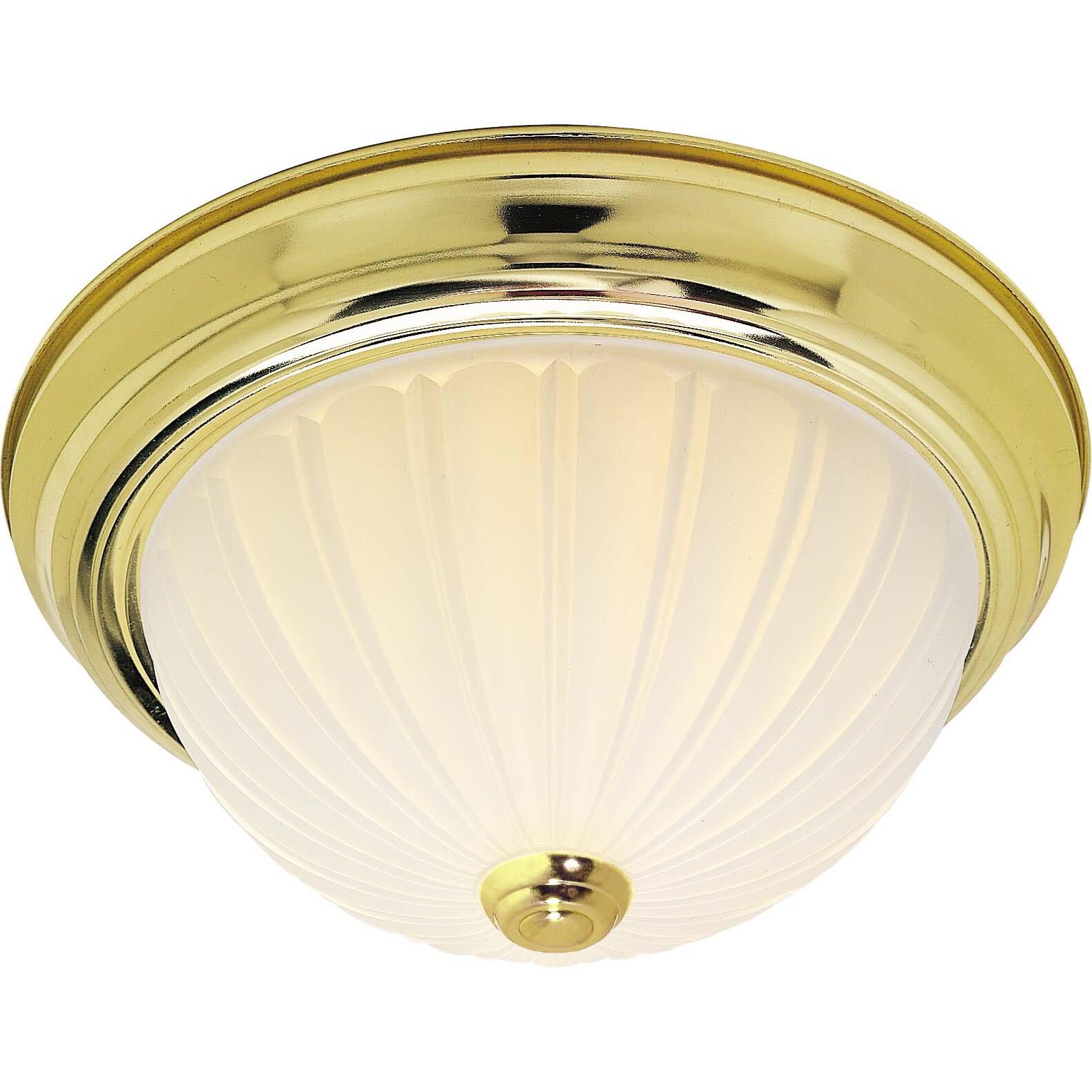 Shown in Polished Brass finish and Frosted Melon glass