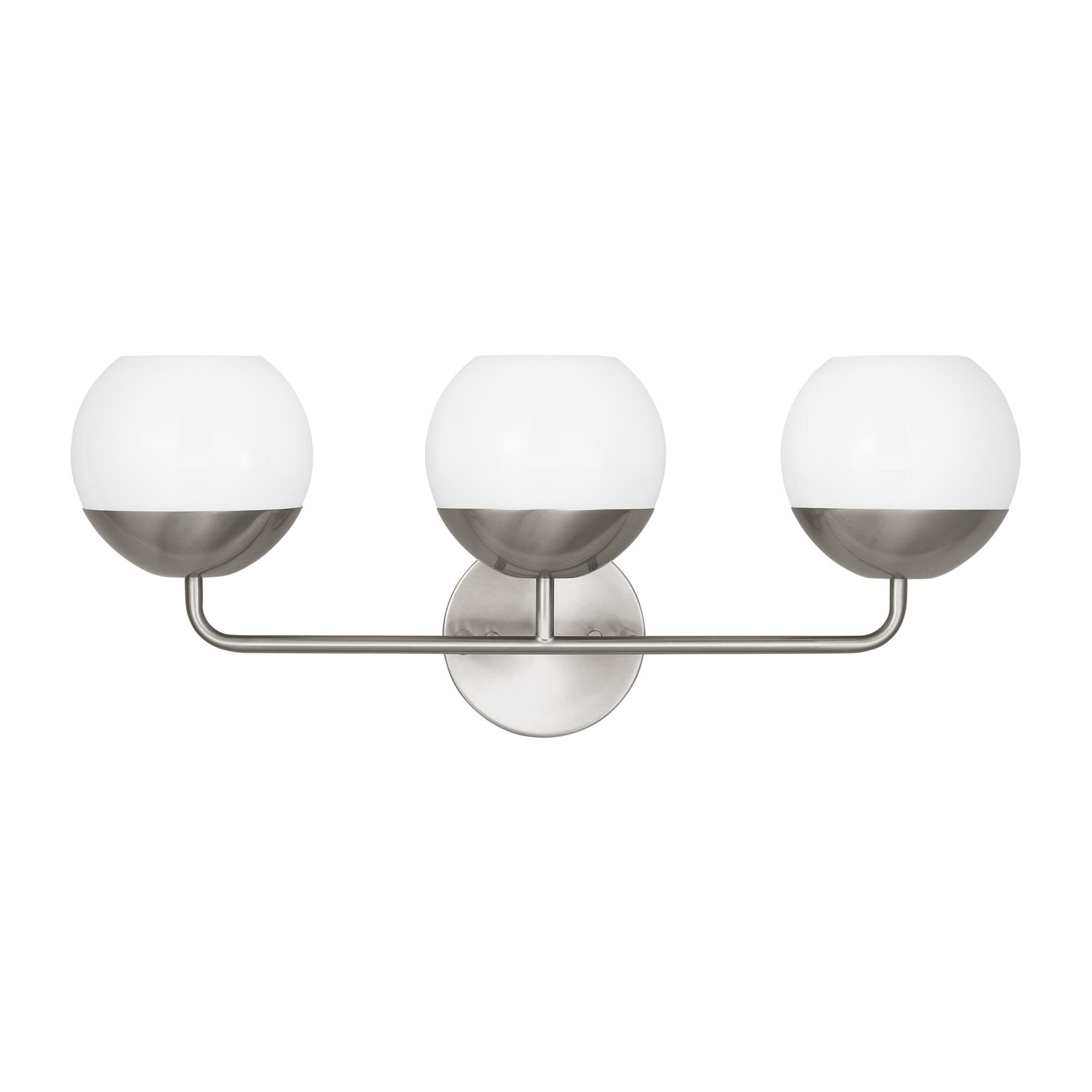 Shown in Brushed Nickel Silver finish and Milk glass and Milk Glass s shade