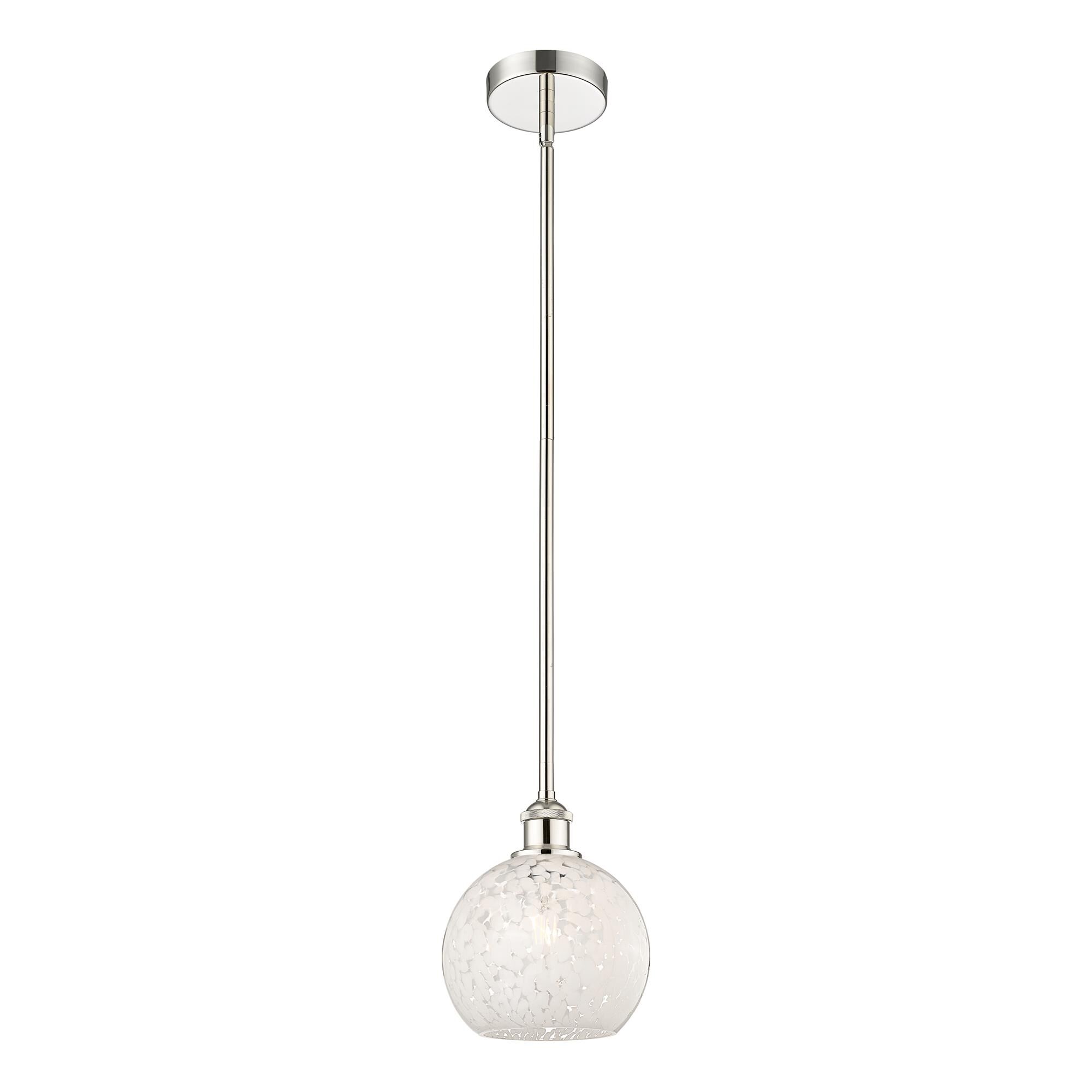 Shown in Polished Nickel finish and White Mouchette glass
