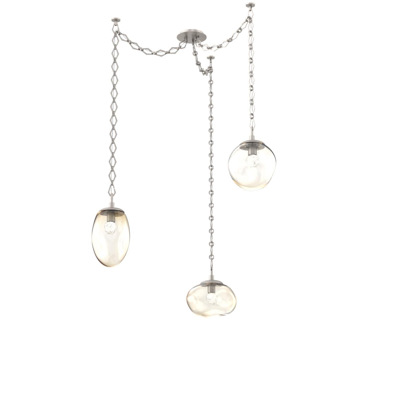 Shown in Beige Silver finish and Floret Amber glass