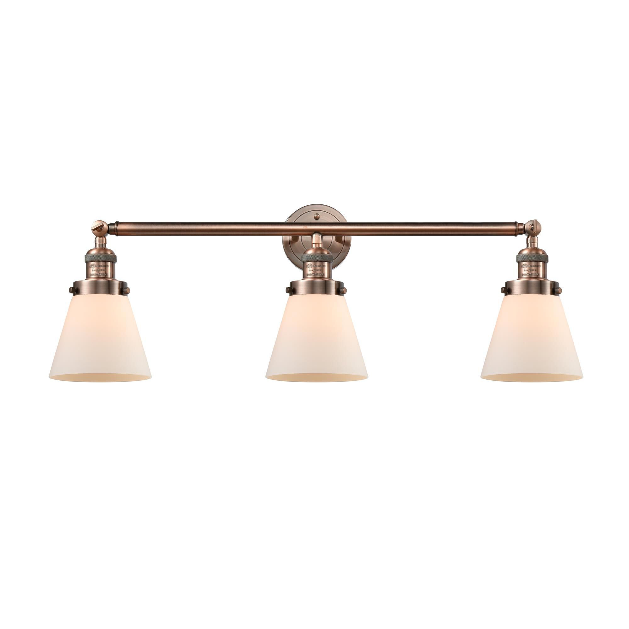 Shown in Antique Copper finish and Matte White Cased glass